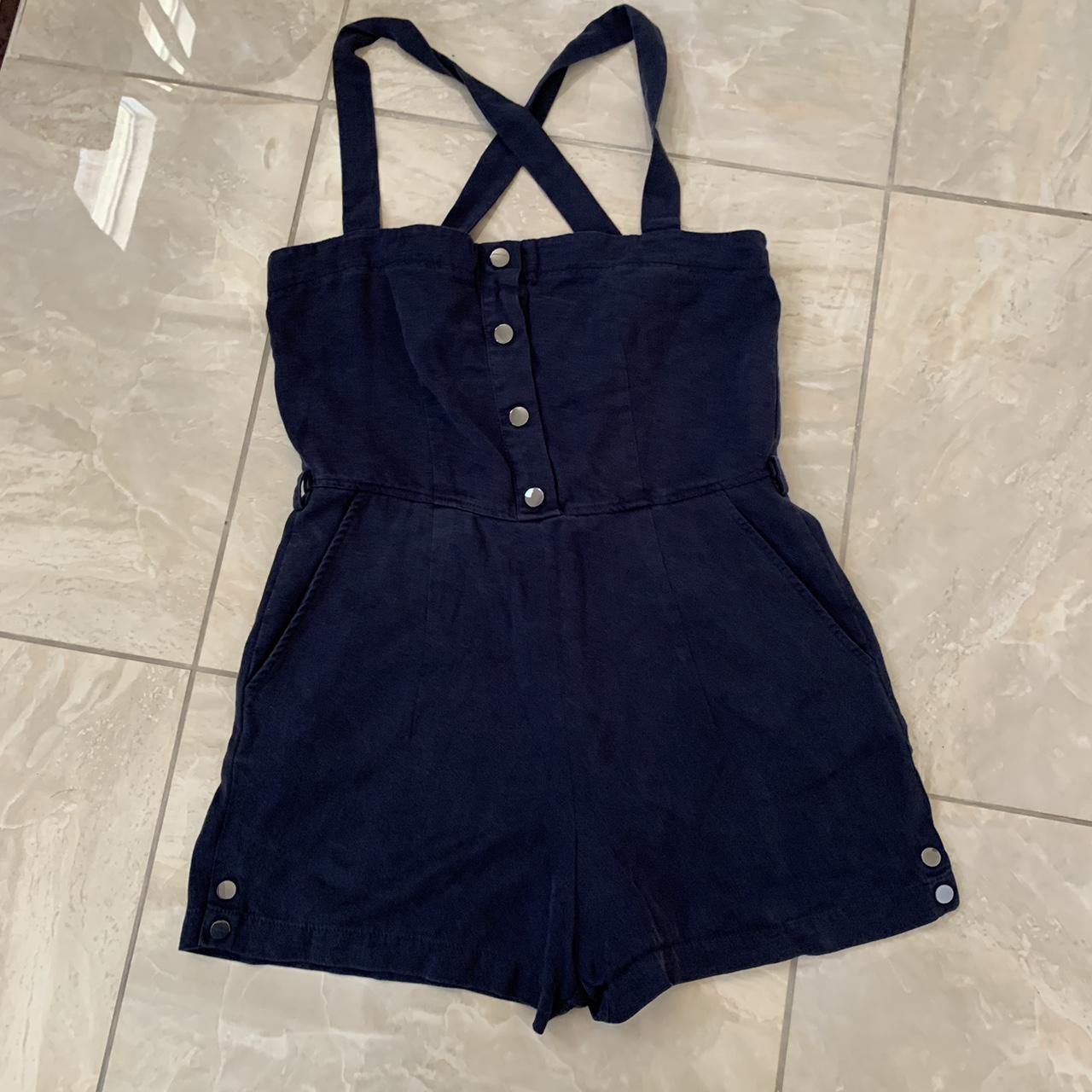 Avec Les Filles Women's Blue and Navy Playsuit-romper | Depop