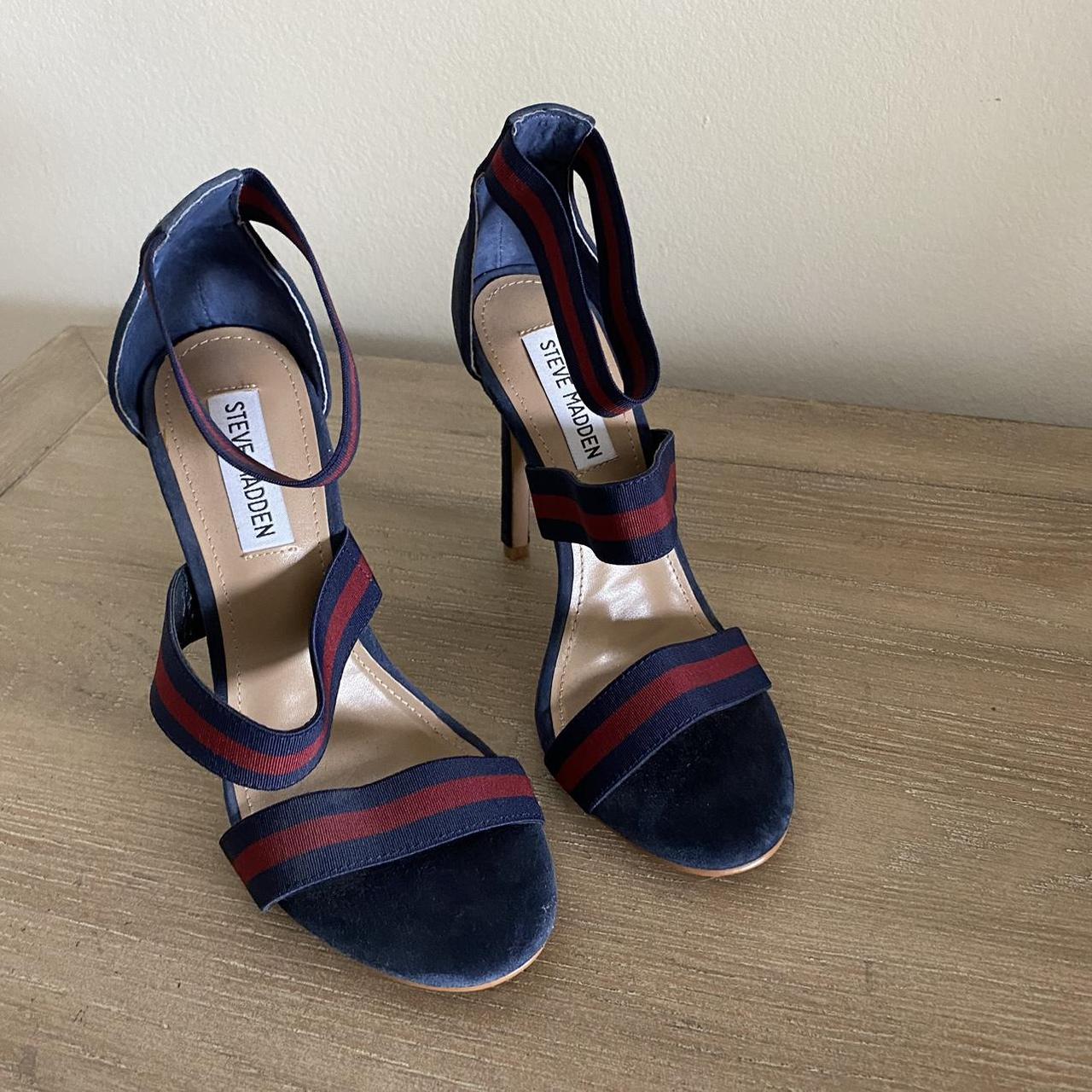 Steve Madden Carina Navy Blue Red Elastic Strap. Depop