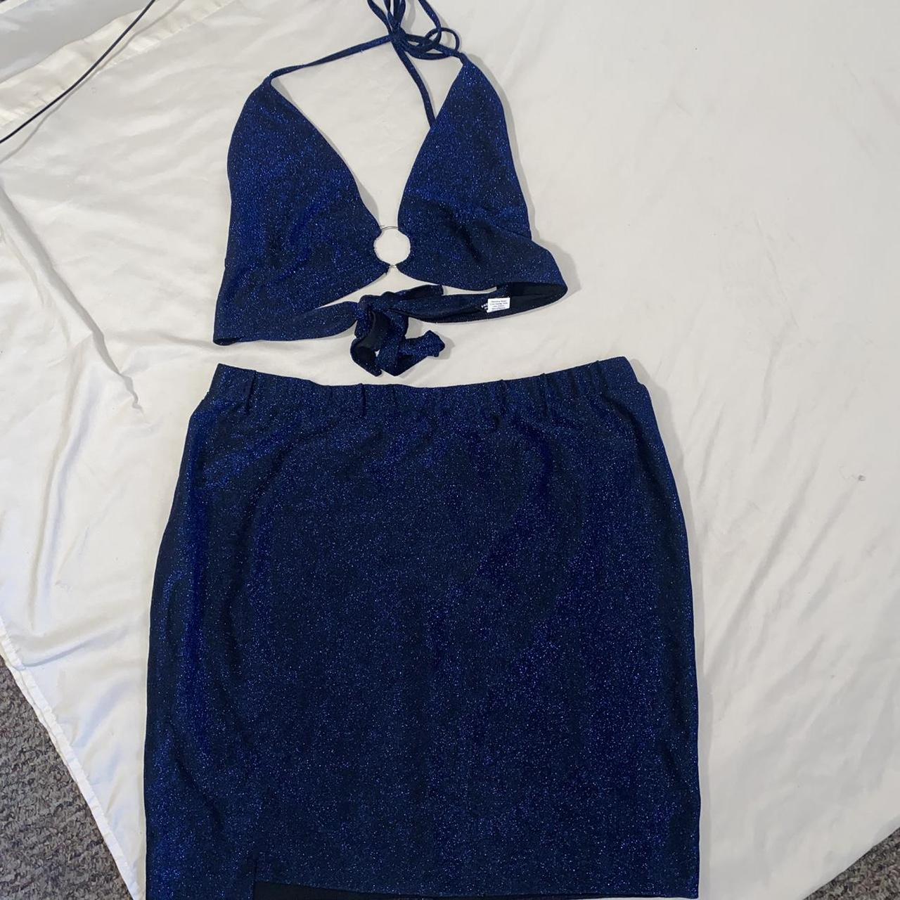 SHEIN CURVE PLUS 2 PIECE ✨Blue Glitter 2 Piece - Depop