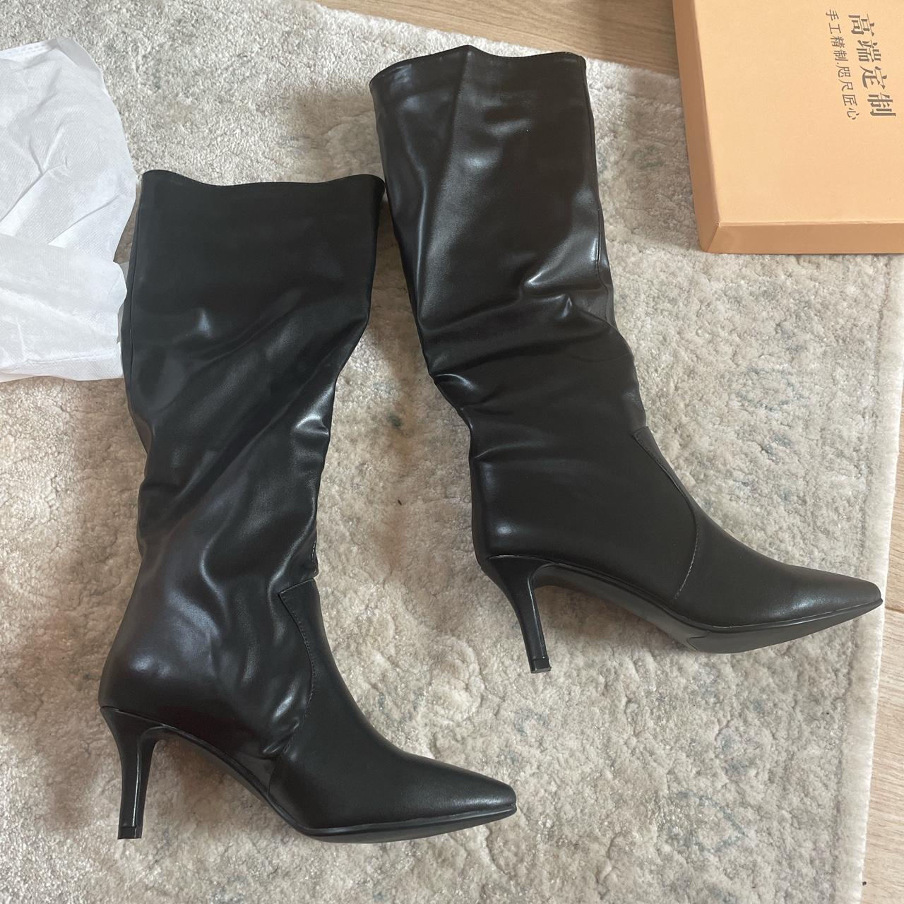 Black 3inch heel boots never worn size 5 heels