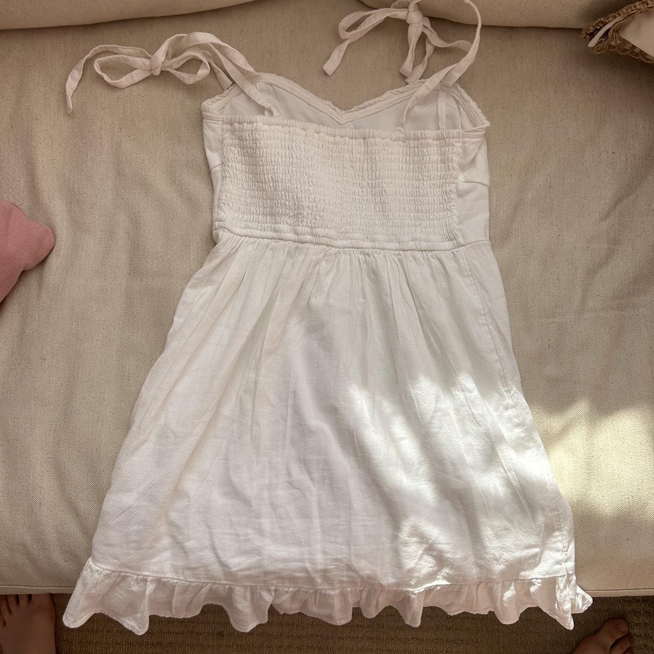 White Hollister tie shoulder mini dress Never... - Depop