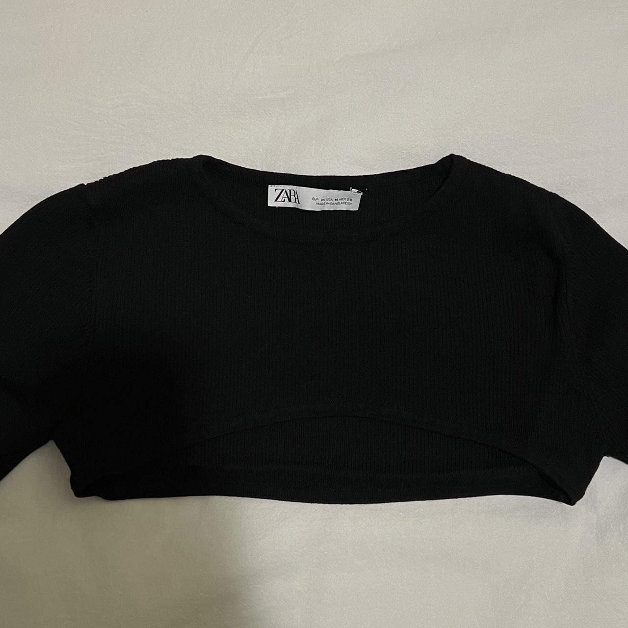 zara black shrug shrug black longsleeve cropped... Depop
