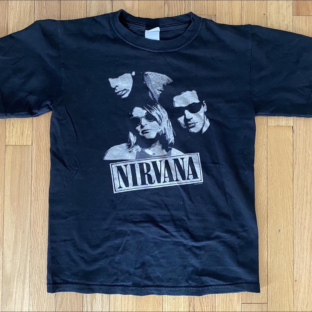 Vintage 00's NIRVANA T-shirt 2006 Kurt Cobain black... - Depop