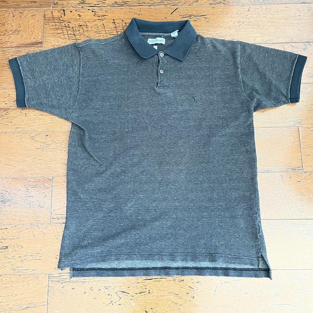 Yves Saint Laurent Men's Black and Grey Polo-shirts | Depop