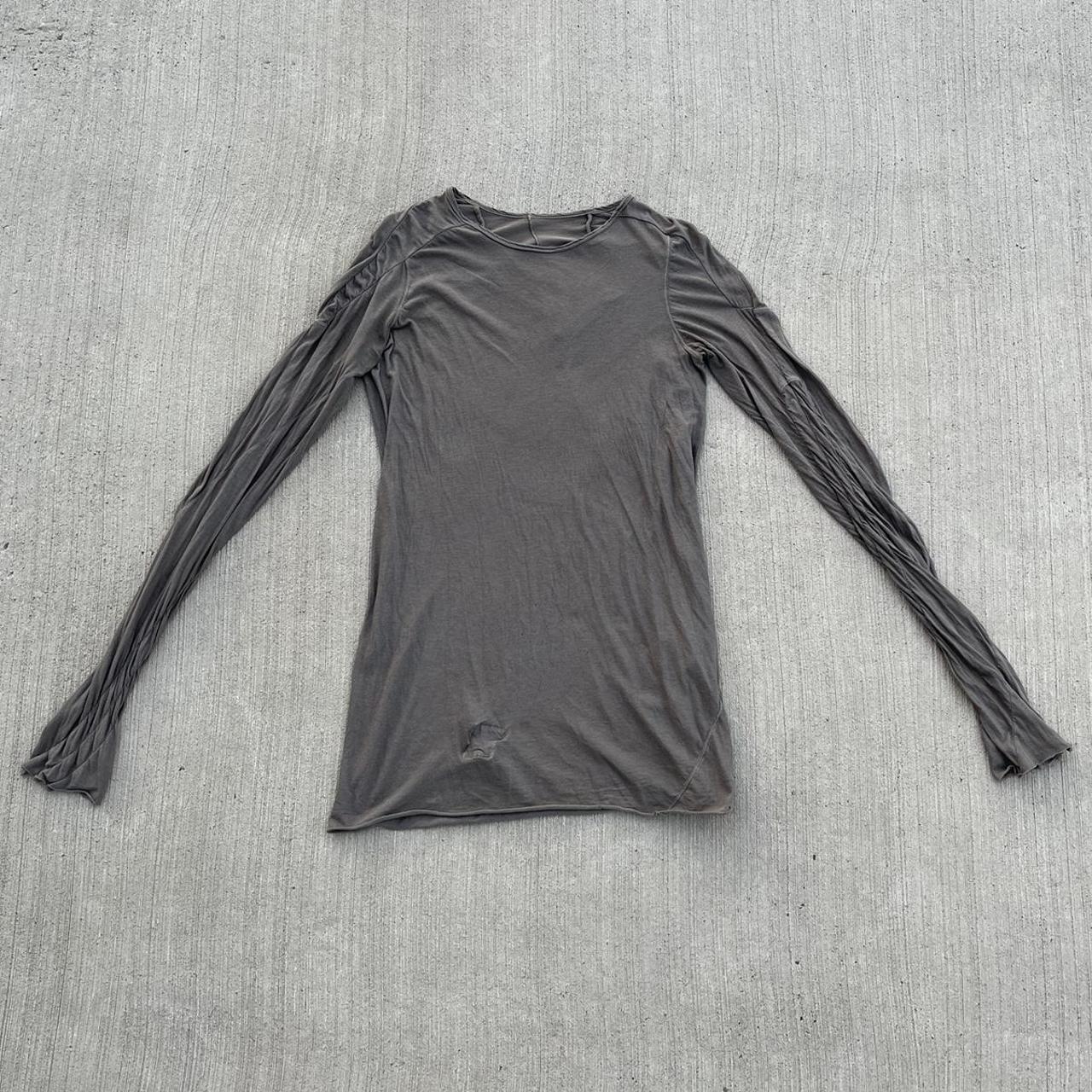 Rick Owens Dust Grey Scarification Long Sleeve Shirt...