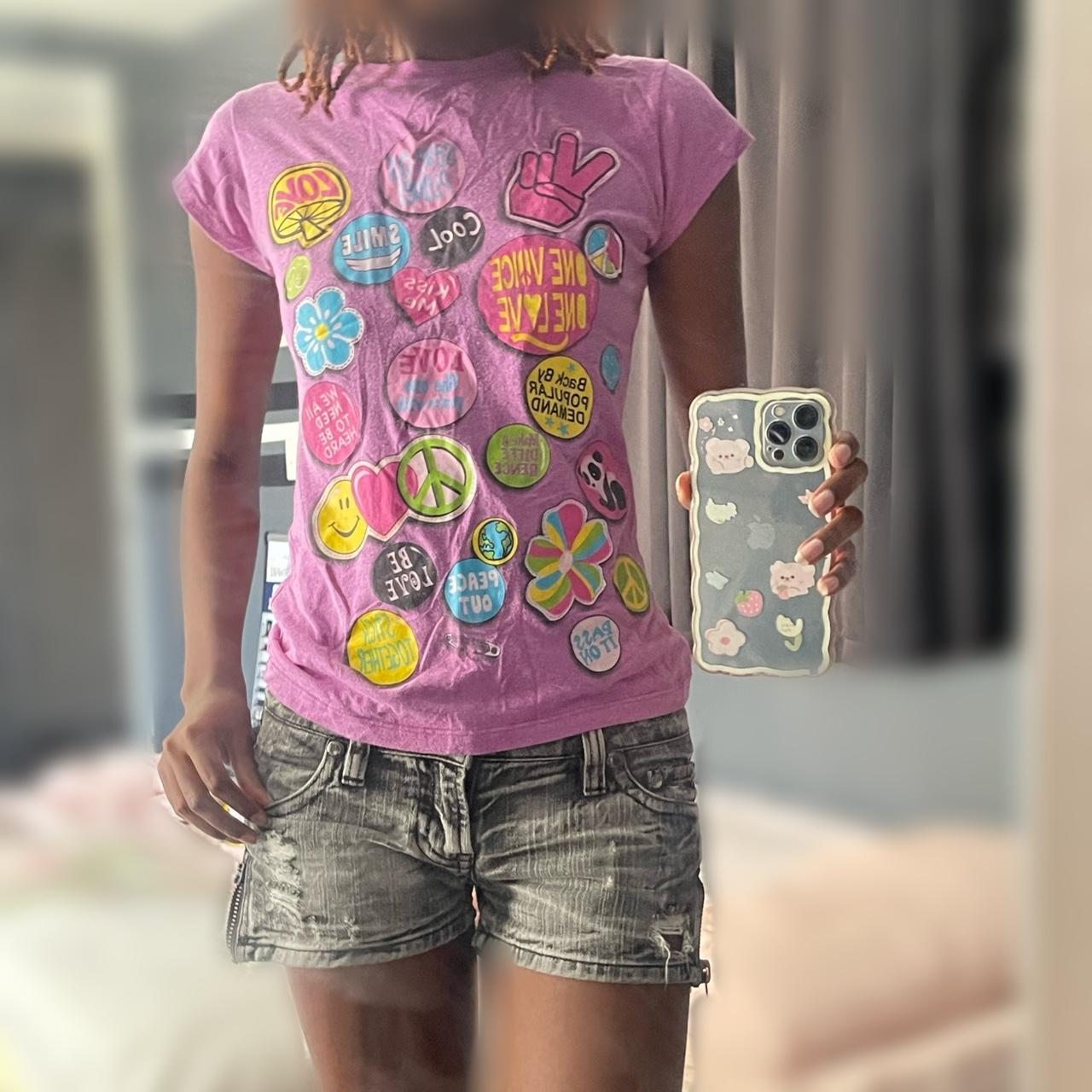 Y2k scene peace shirt ☆ brand - ross sportswear  | Depop