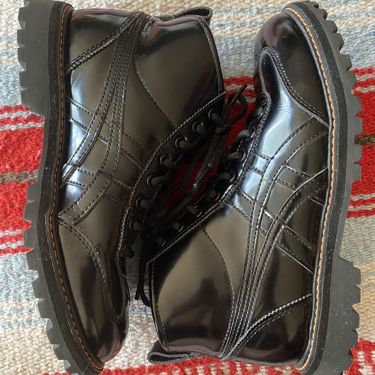 Like New Onitsuka Tiger Patent Leather Boots! Size 4... - Depop