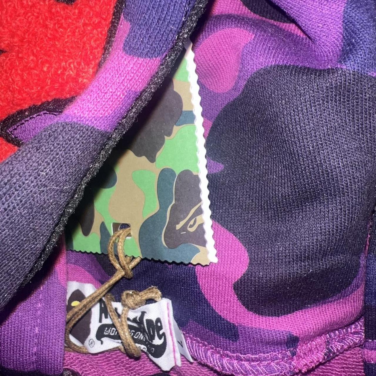 Purple bape hoodie zip up Authentic Brand new With... - Depop