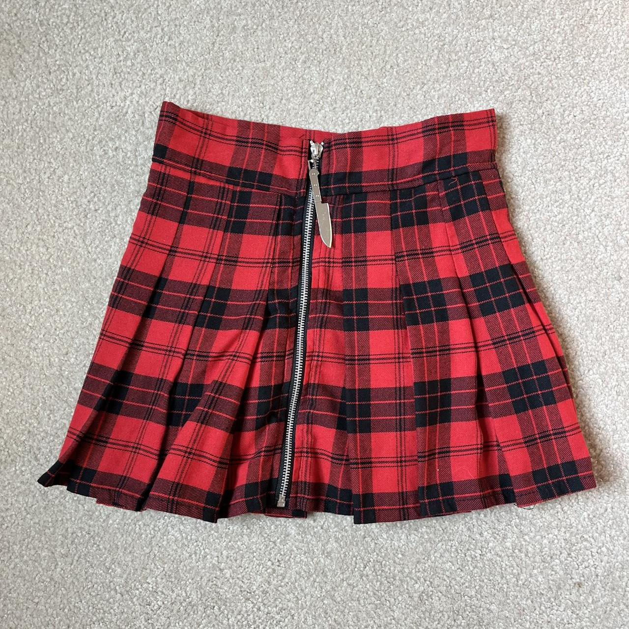 spencer’s knife zip up pleated plaid skirt size... - Depop