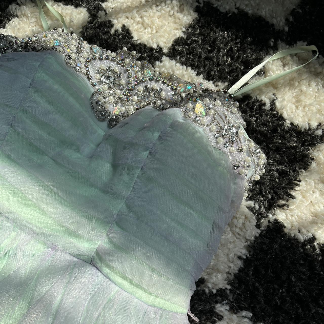 mint green and purple formal dress gem neckline... Depop
