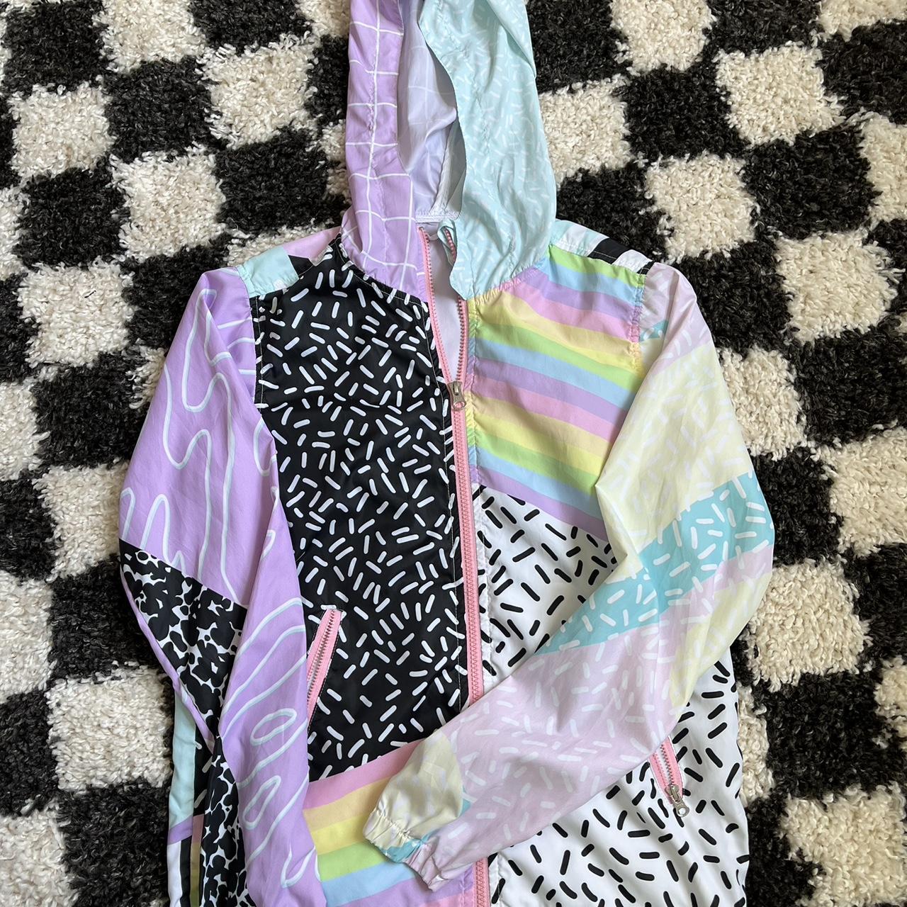 pastel block windbreaker colorful pastel... Depop