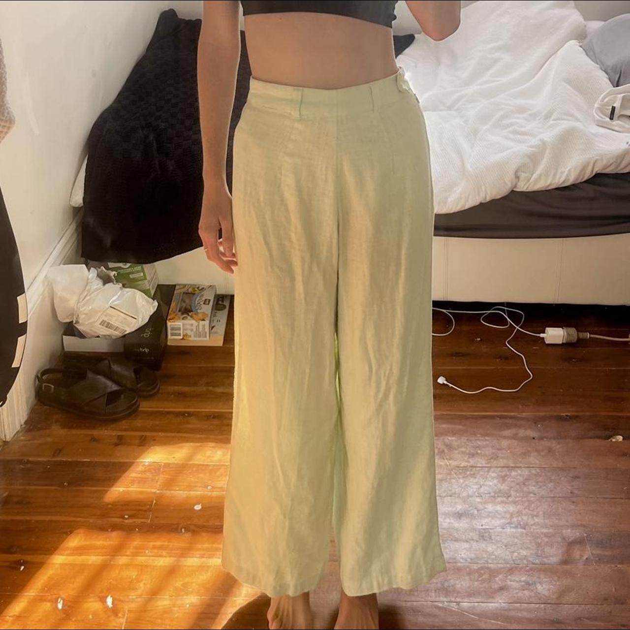 Lovely pastel green / mint linen pants from... - Depop