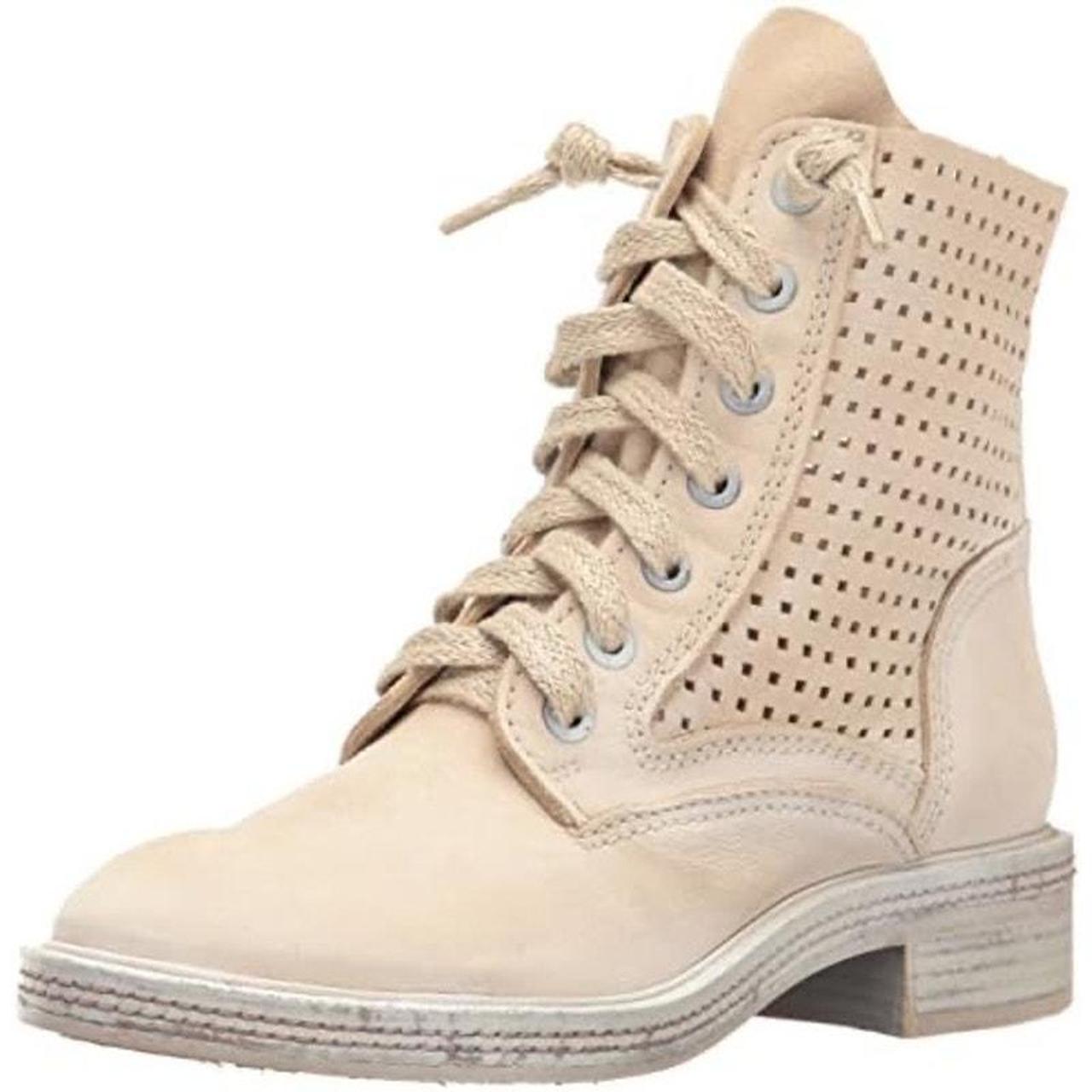 DOLCE VITA Aldis Ivory Nubuck Lace Up Combat Ankle