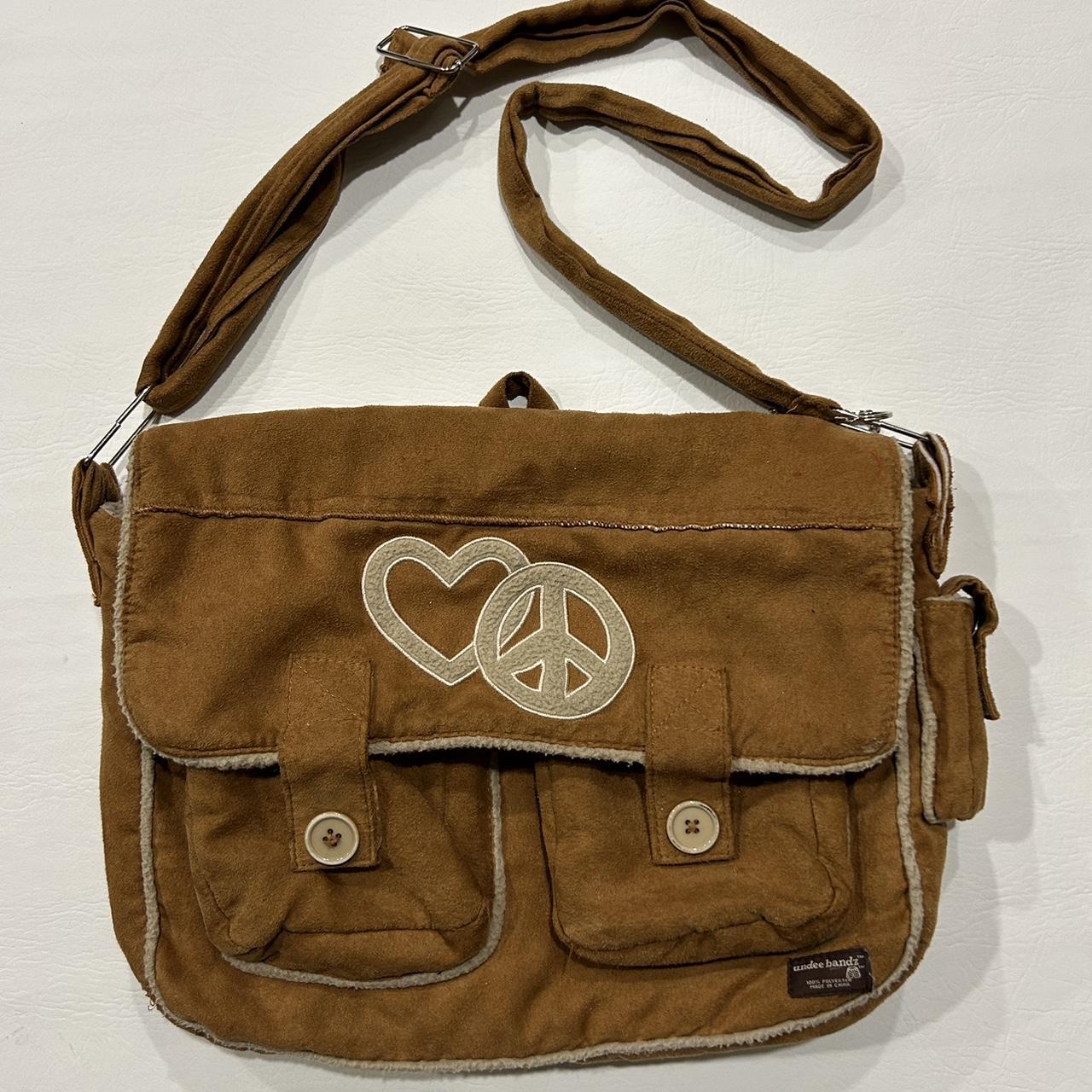 archive y2k brown 刺繍 ワッペン hand bag ブラウン