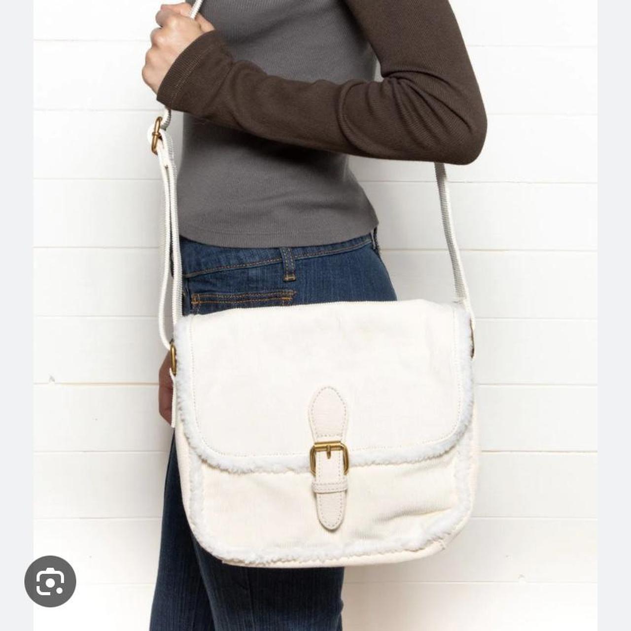 Brandy Melville cream corduroy messenger bag with... Depop