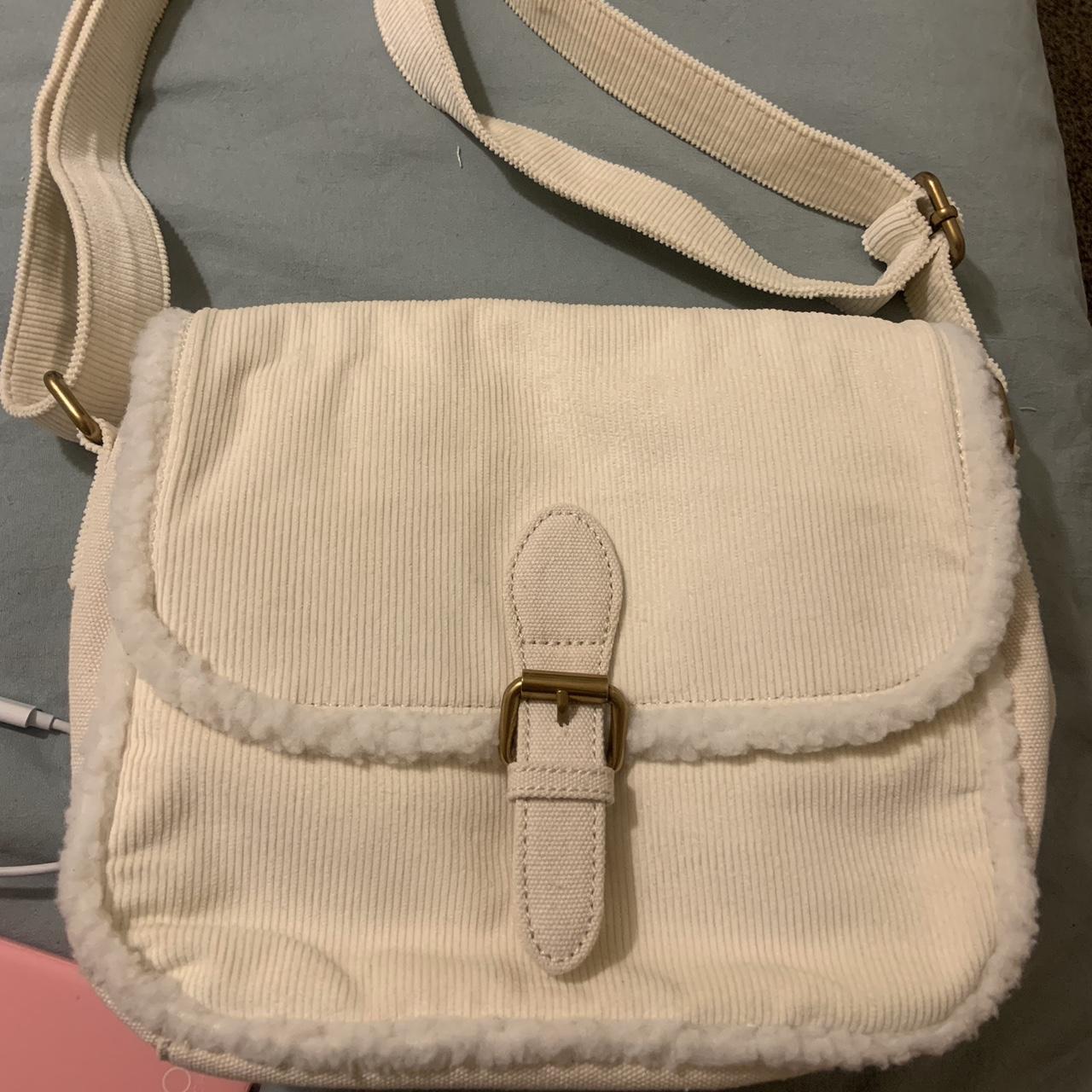 Brandy Melville cream corduroy messenger bag with... Depop