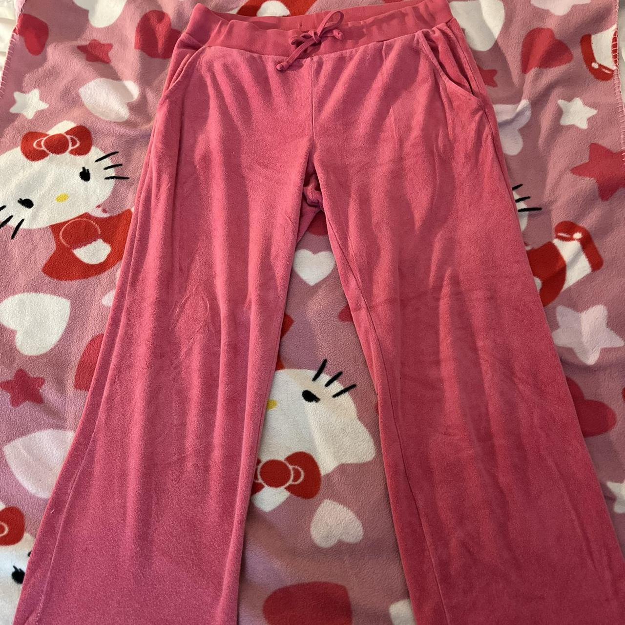 Pink Velour Terry Cloth Track Pants. Y2K Hot Pink - Depop