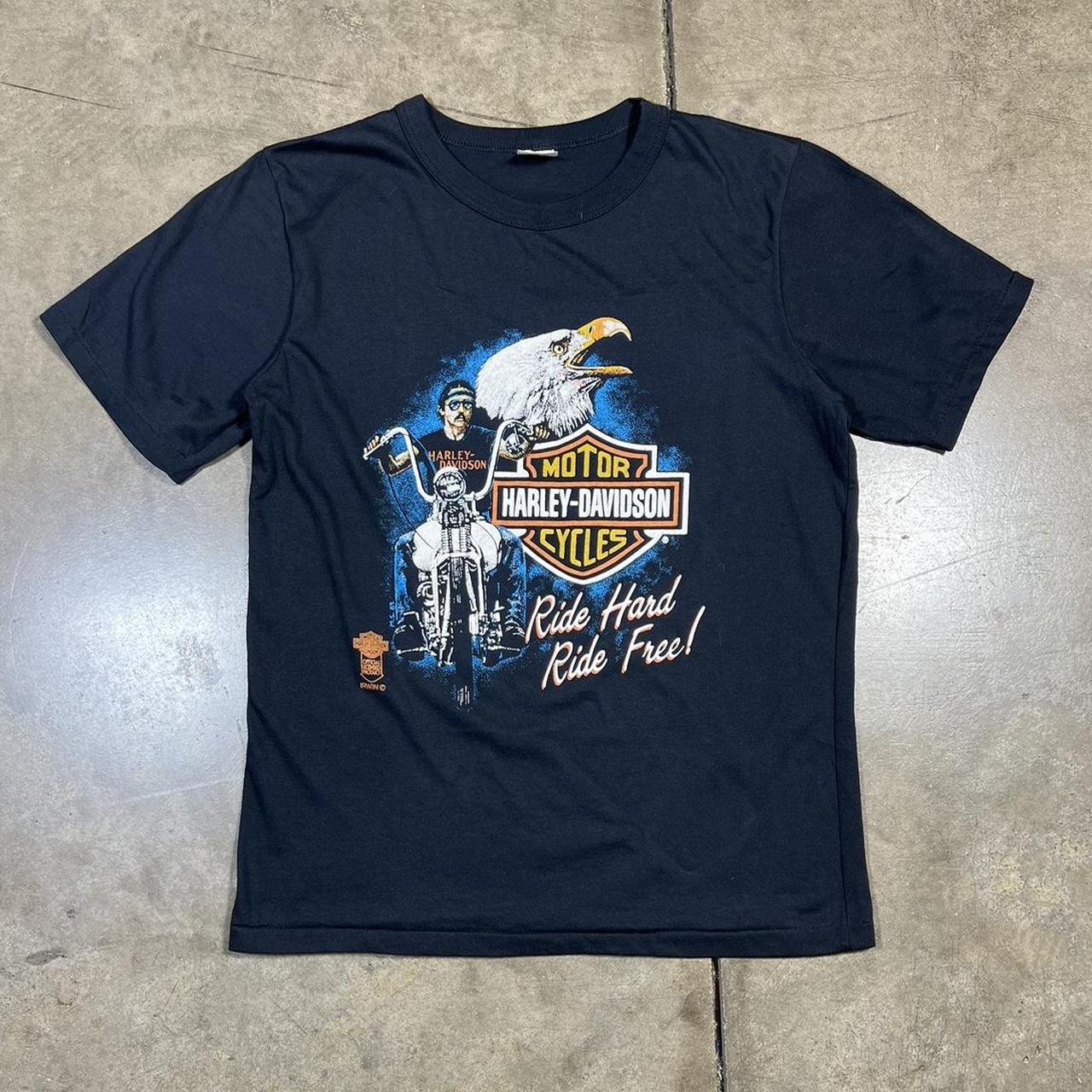 Harley-Davidson Tシャツ 80s レア　フェード Vtg 80s 1983 RARE Harley Davidson Road Hog Motorcycle T