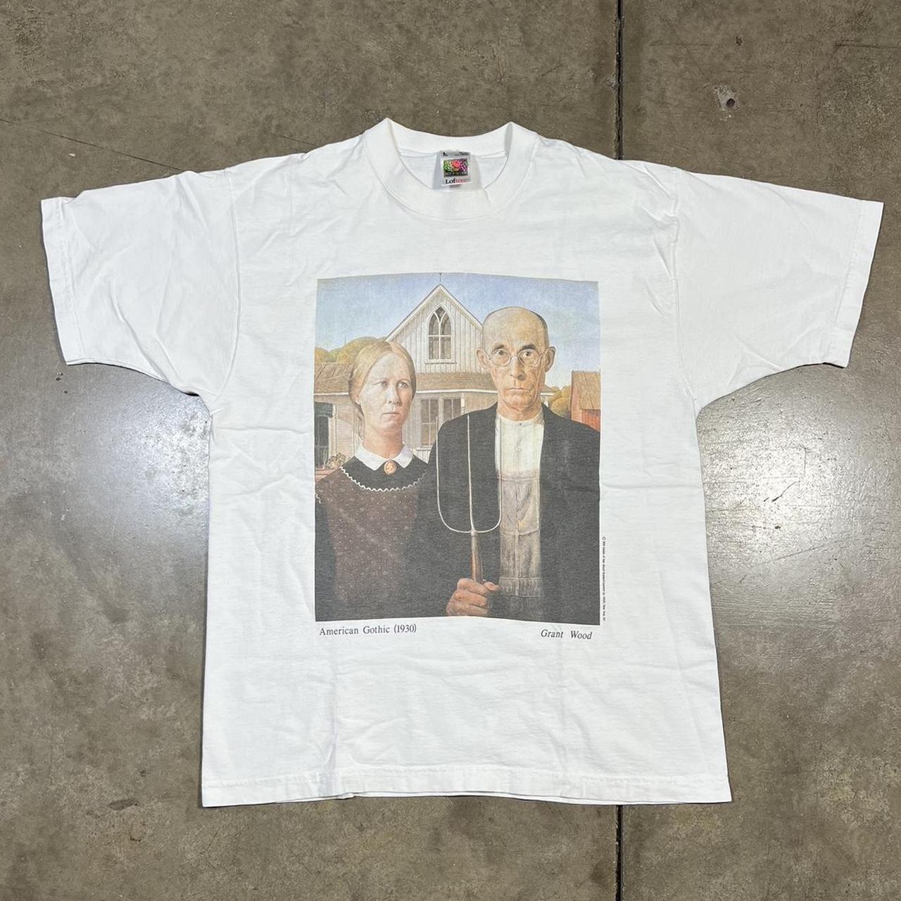 Vintage art t shirt, Grant Wood American gothic art...