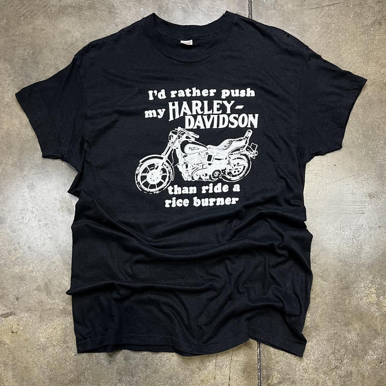 70s ”I GET IT ON MY HARLEY DAVIDSON” VTG T-SHIRT ORANGE M