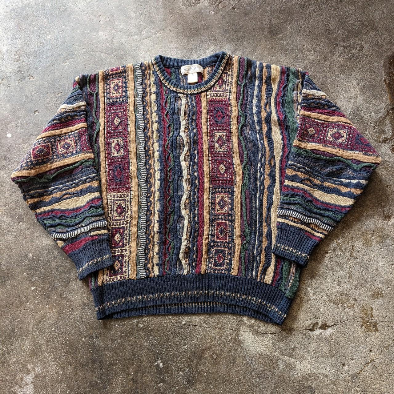 Vintage 90s Murano Coogi Style 3D Knit... - Depop