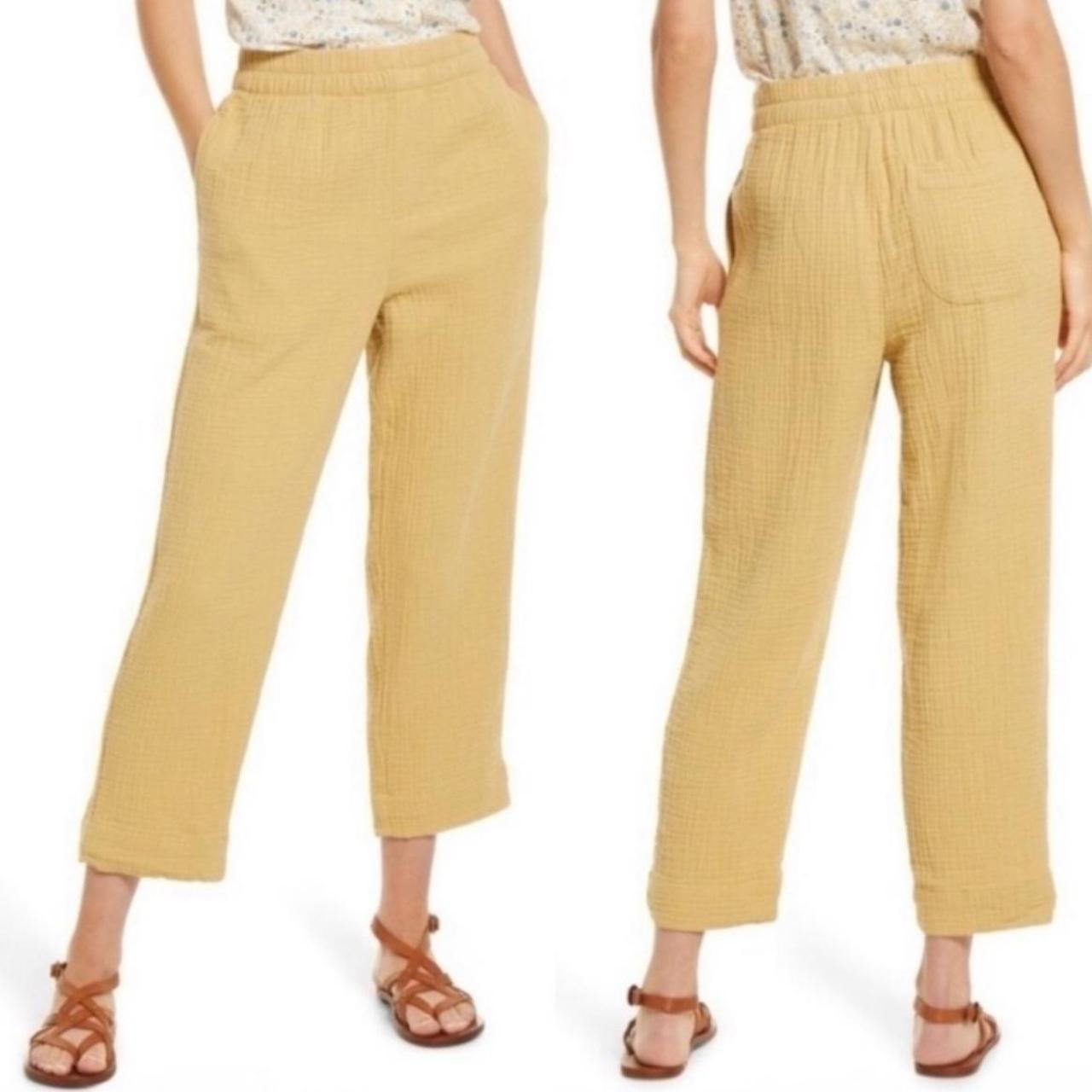 Madewell Yellow Cotton Pants Size small Scroll Depop