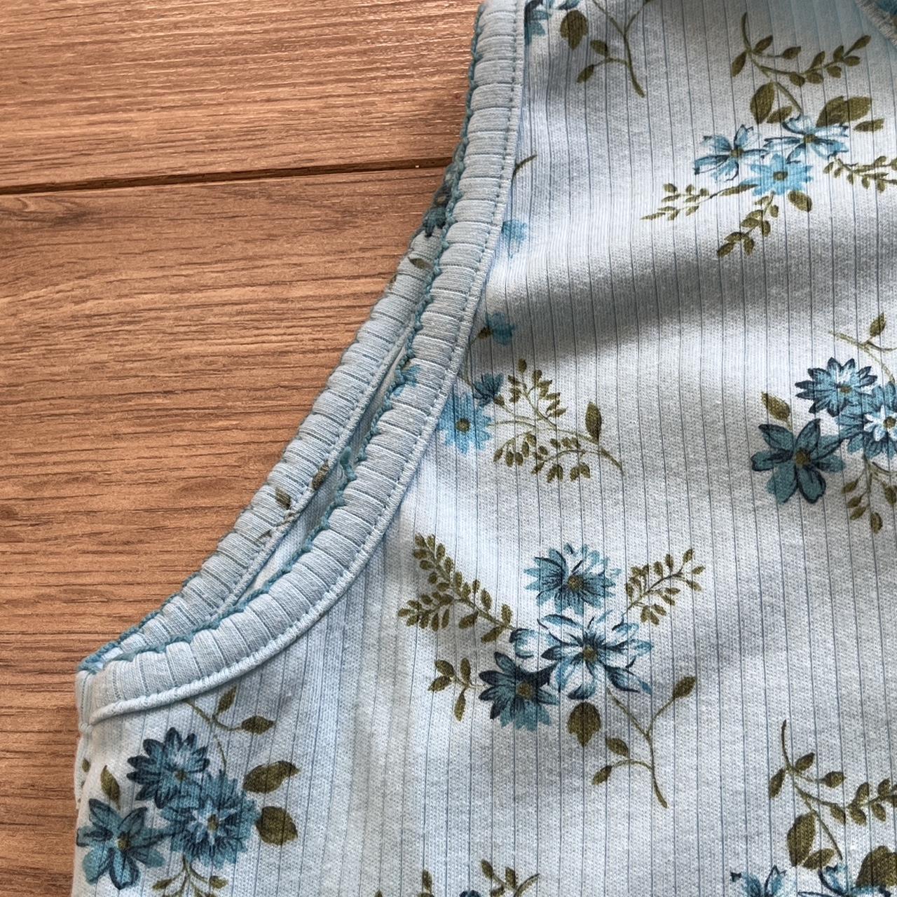 super cute baby blue vest top with lettuce trim... Depop
