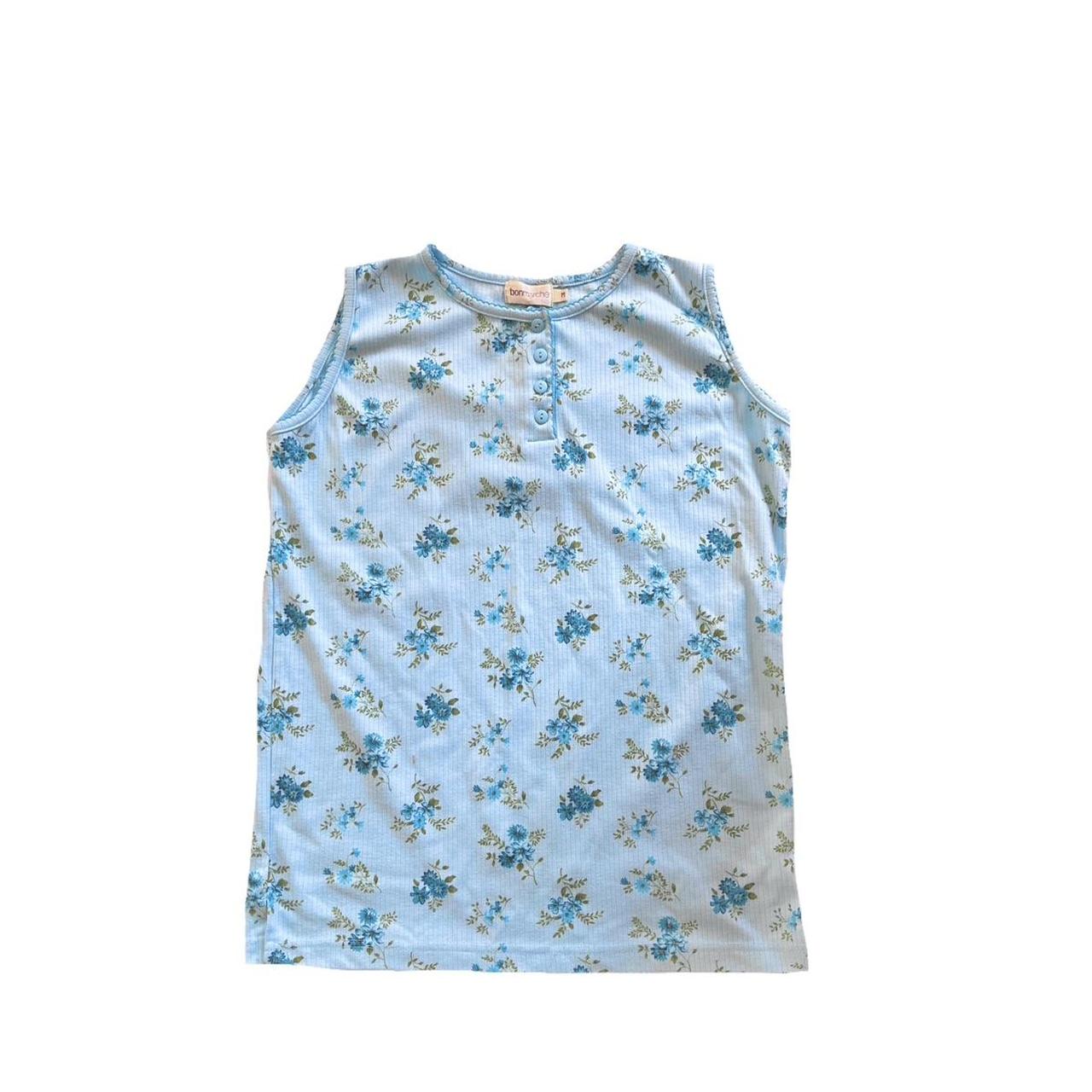 super cute baby blue vest top with lettuce trim... Depop