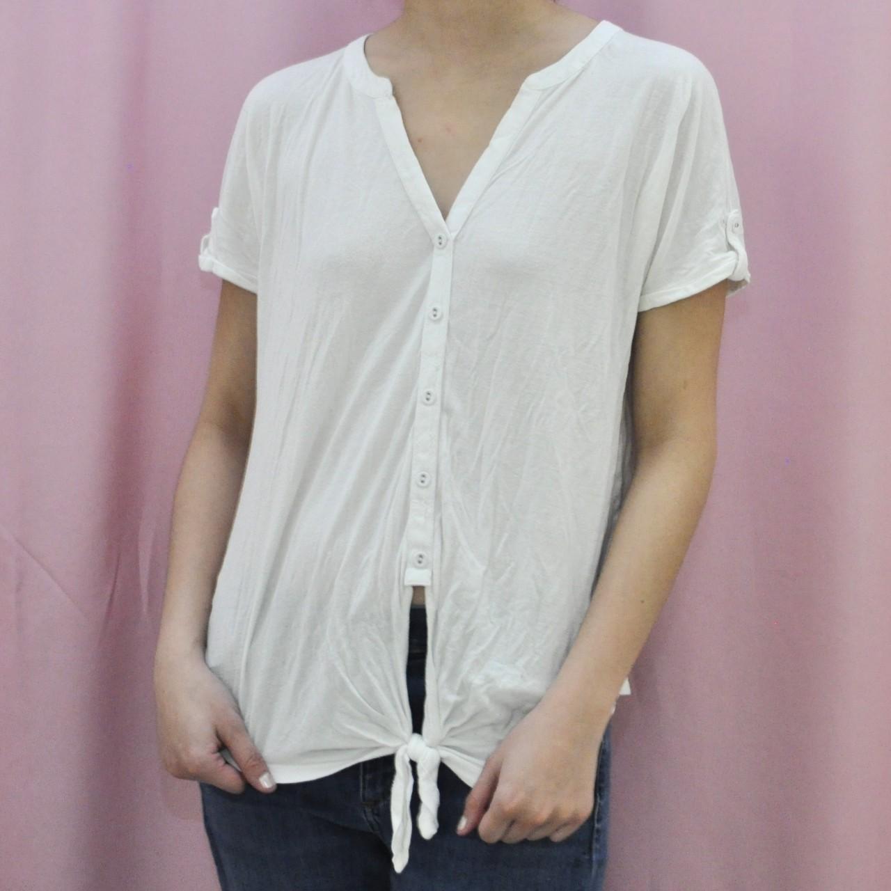 White V Plunge Blouse