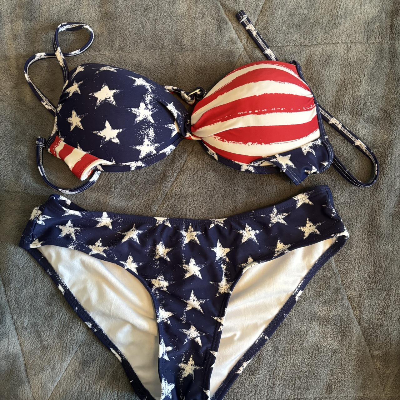 American Flag Bikini Set Bikini Top Large Depop