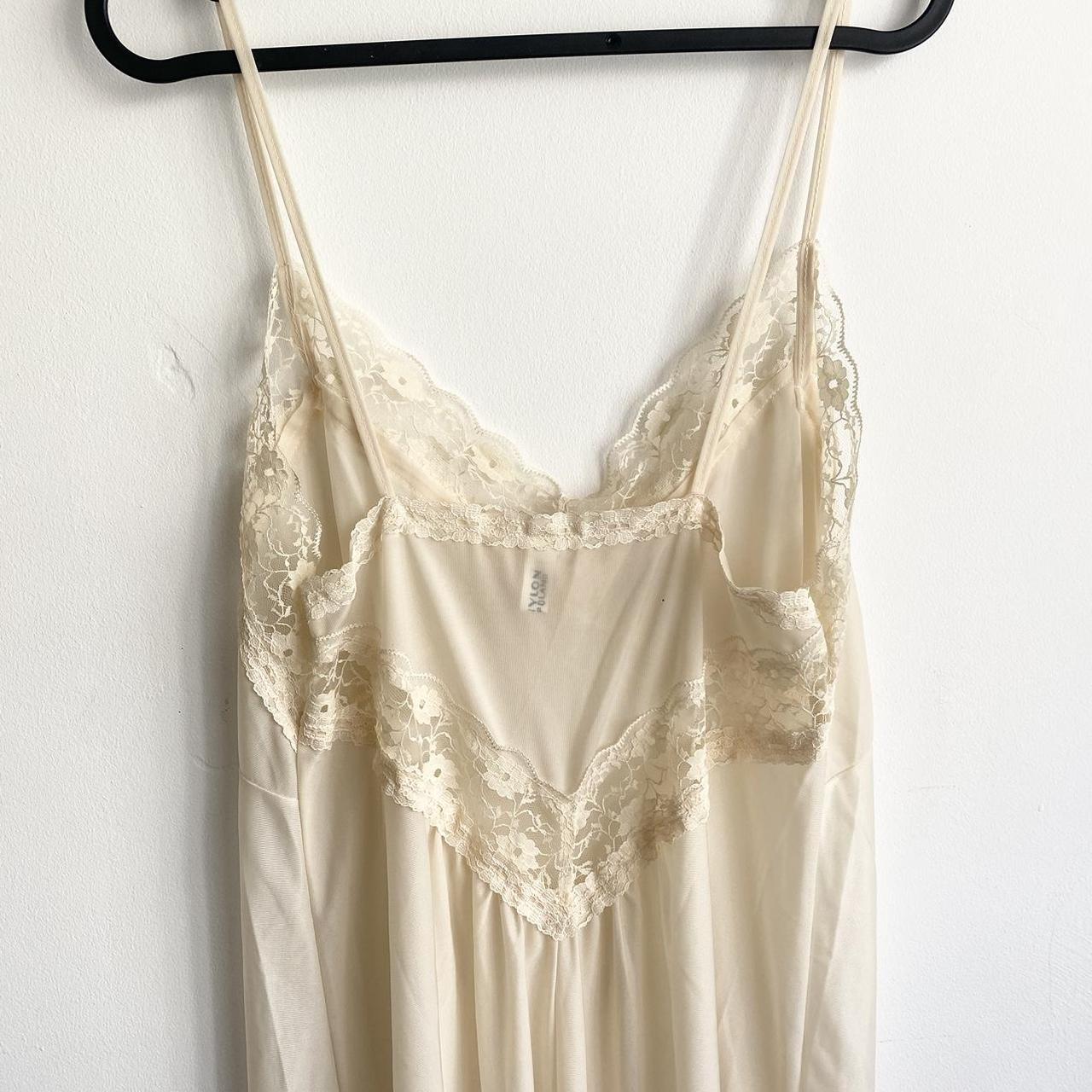 Gorgeous cream maxi slip dress with lace detailing.... - Depop