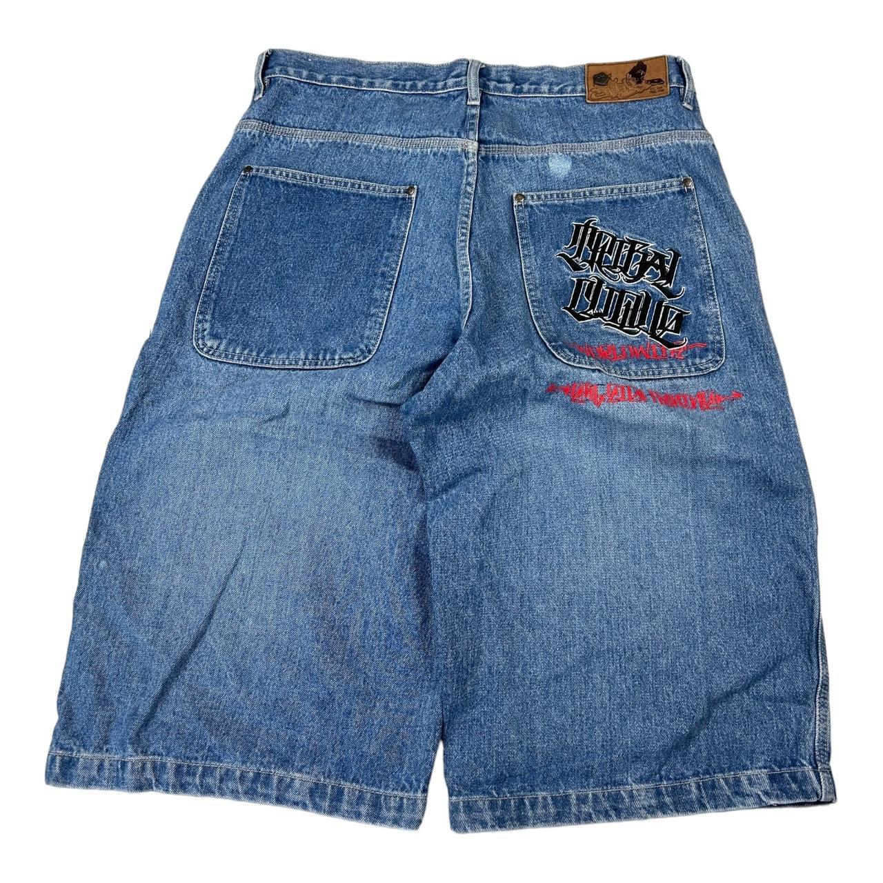 90s TRIBAL GEAR デニムショーツ jnco y2k VTG JNCO Jeans Shorts 32 Tribal Skull Baggy Y2K Denim Skater