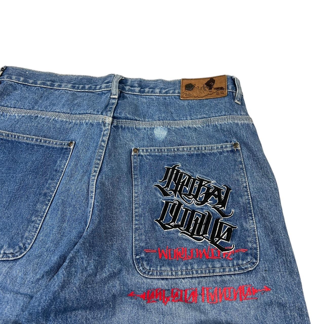 90s TRIBAL GEAR デニムショーツ jnco y2k Vintage 90s/y2k JNCO tribal jeans streetwear cream | Depop