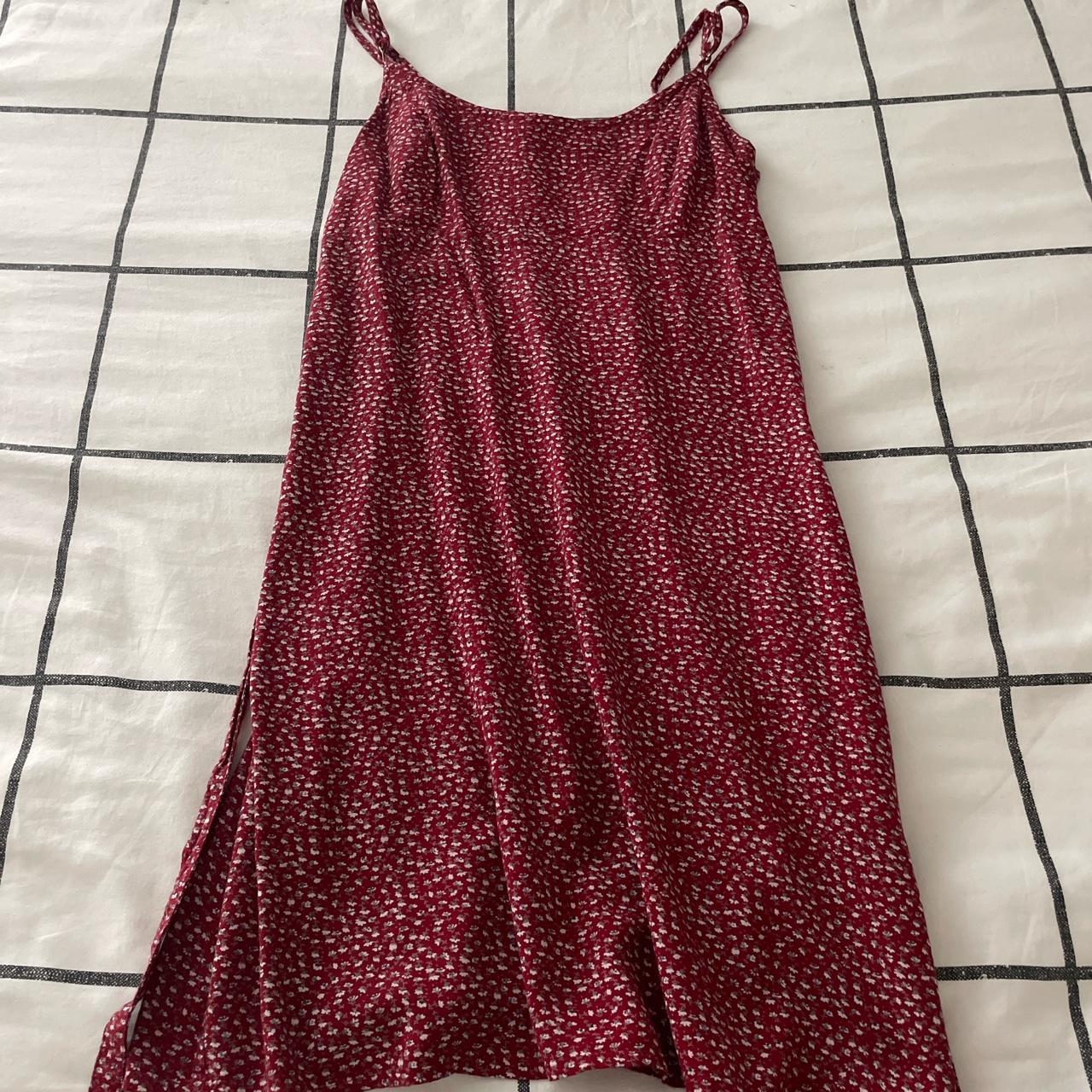 Red Floral Brandy Melville Dress, -one