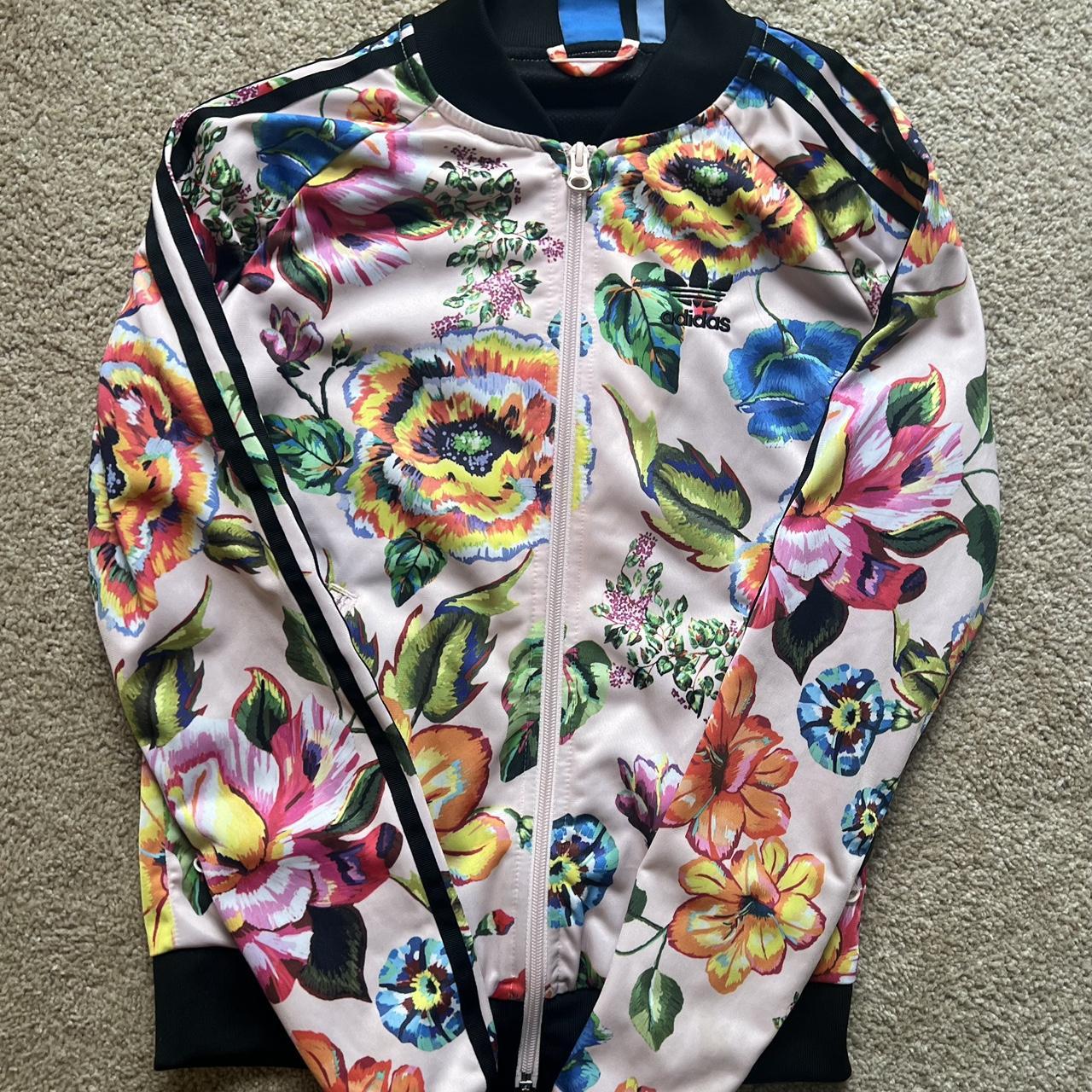 small pink floral adidas originals track jacket