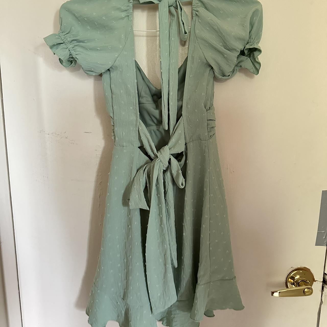 sage green princess polly dress size S goingout... Depop