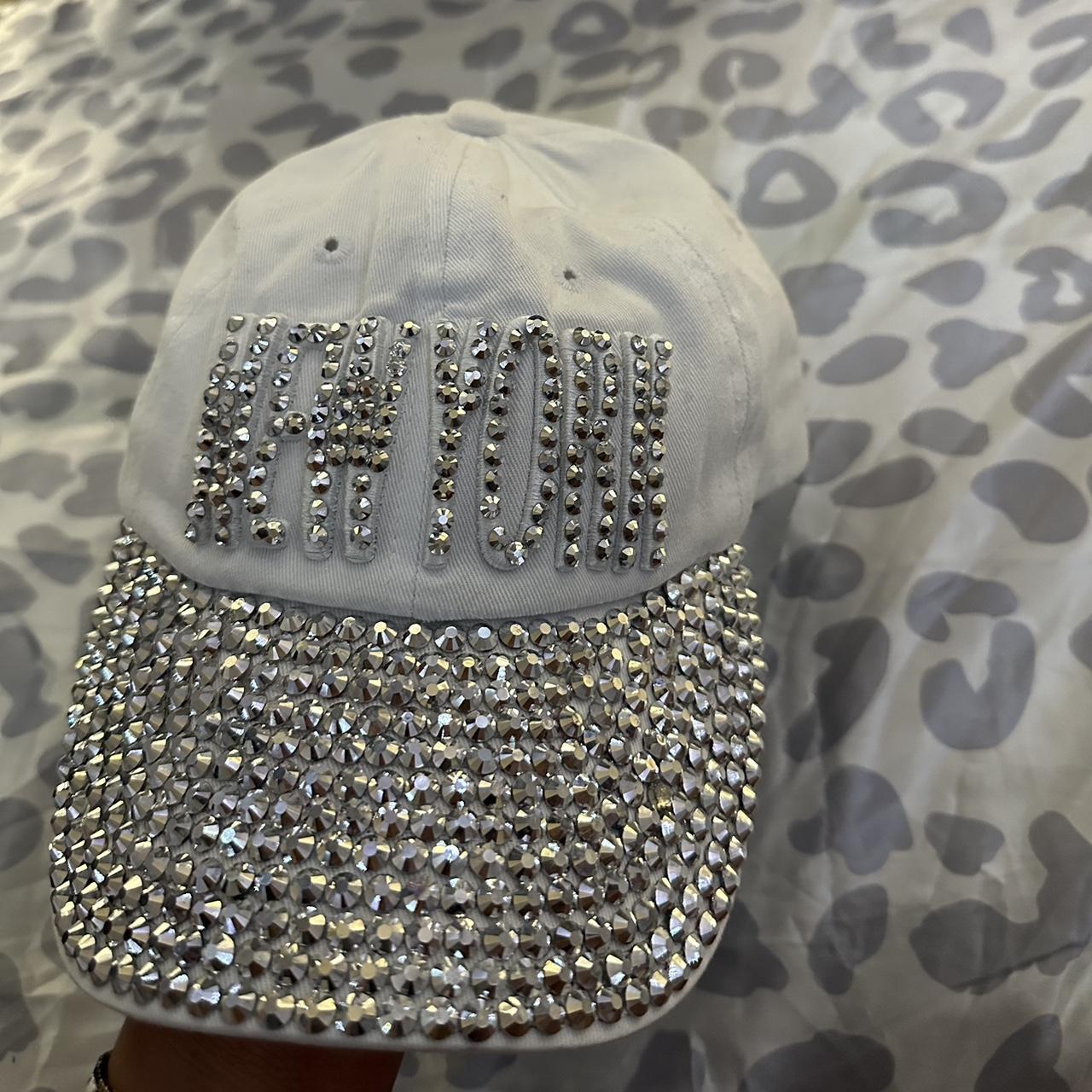White Nyc Glam Rhinestone Bedazzle New York Hat | NY Hat Women's