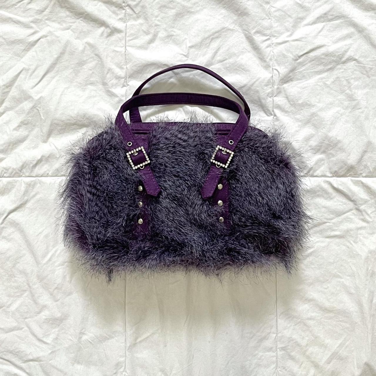 Cutest vintage purple fuzzy 2000s y2k bag - Depop