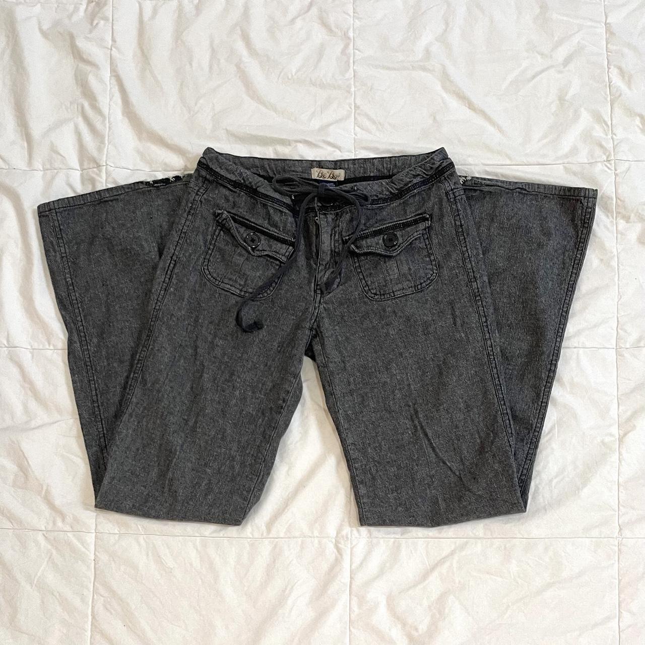 Dark grey slight flare front pocket pants -26”... - Depop