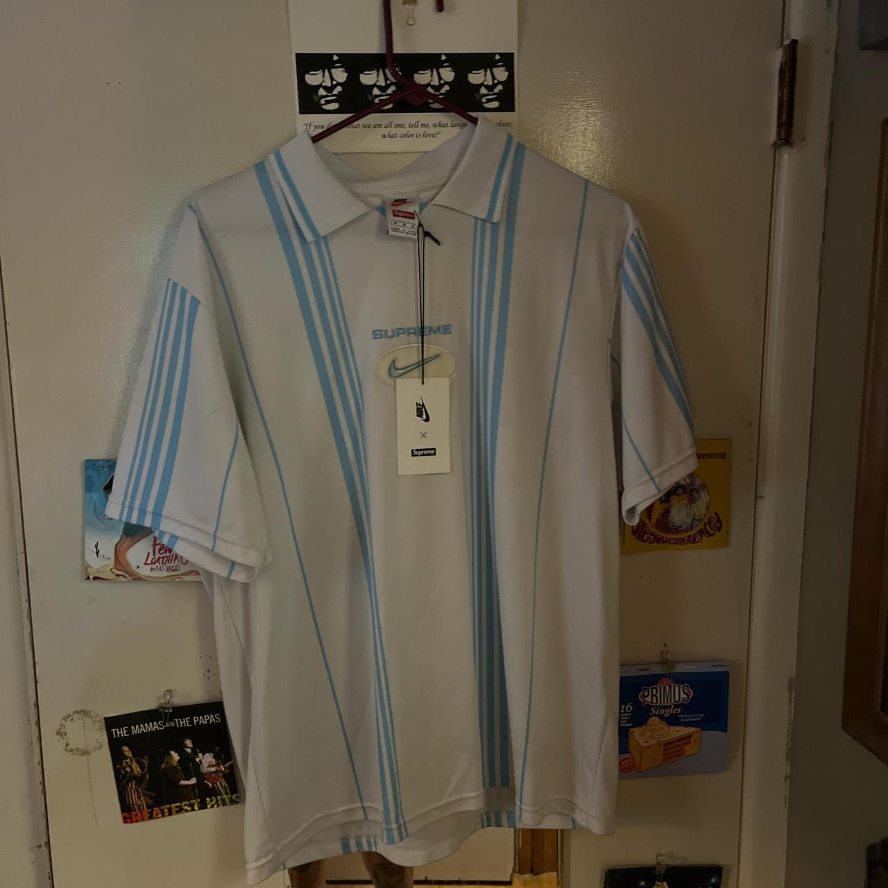 supreme nike jewel stripe soccer jersey black