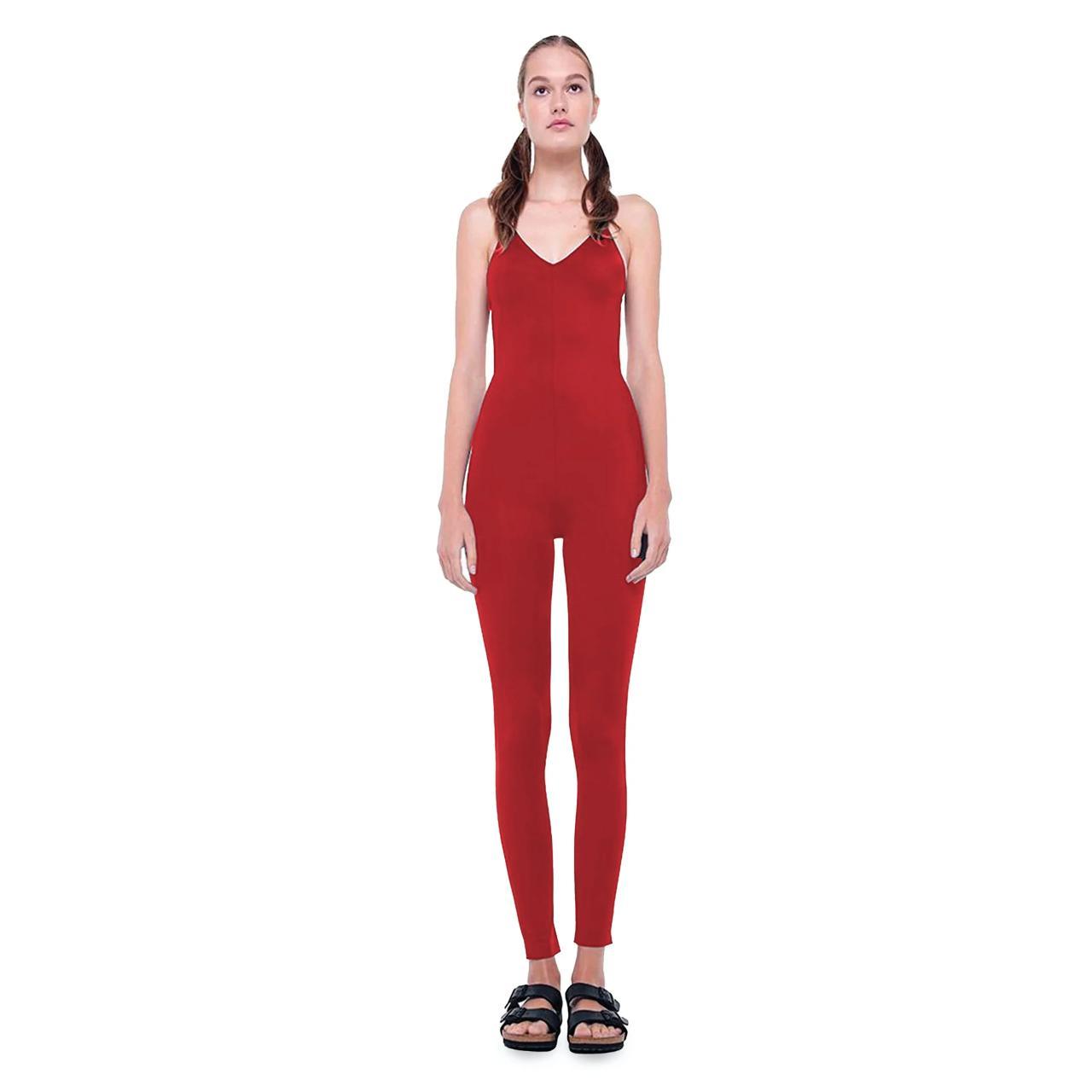 NWT Norma Kamali Red Fara Low Back Jumpsuit Sz