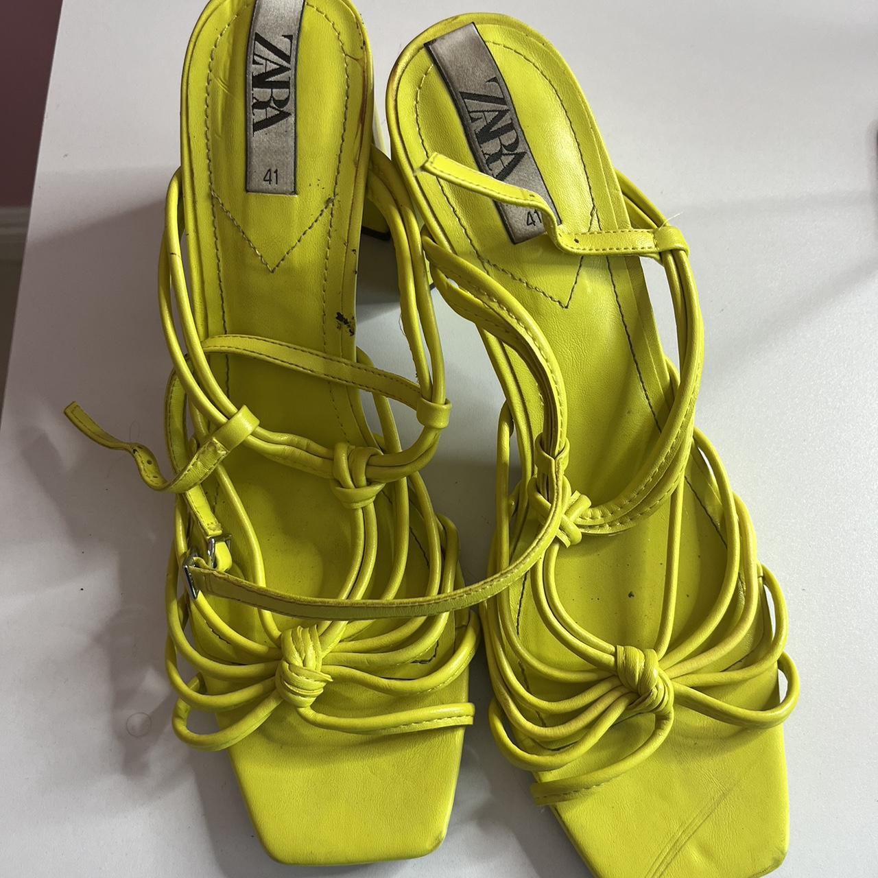 Yellow Zara Barely There Heels ZARA STRAPPY SANDAL #zara #strappy