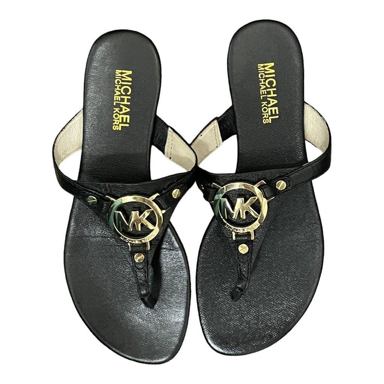 Michael kors black deals and gold sandals