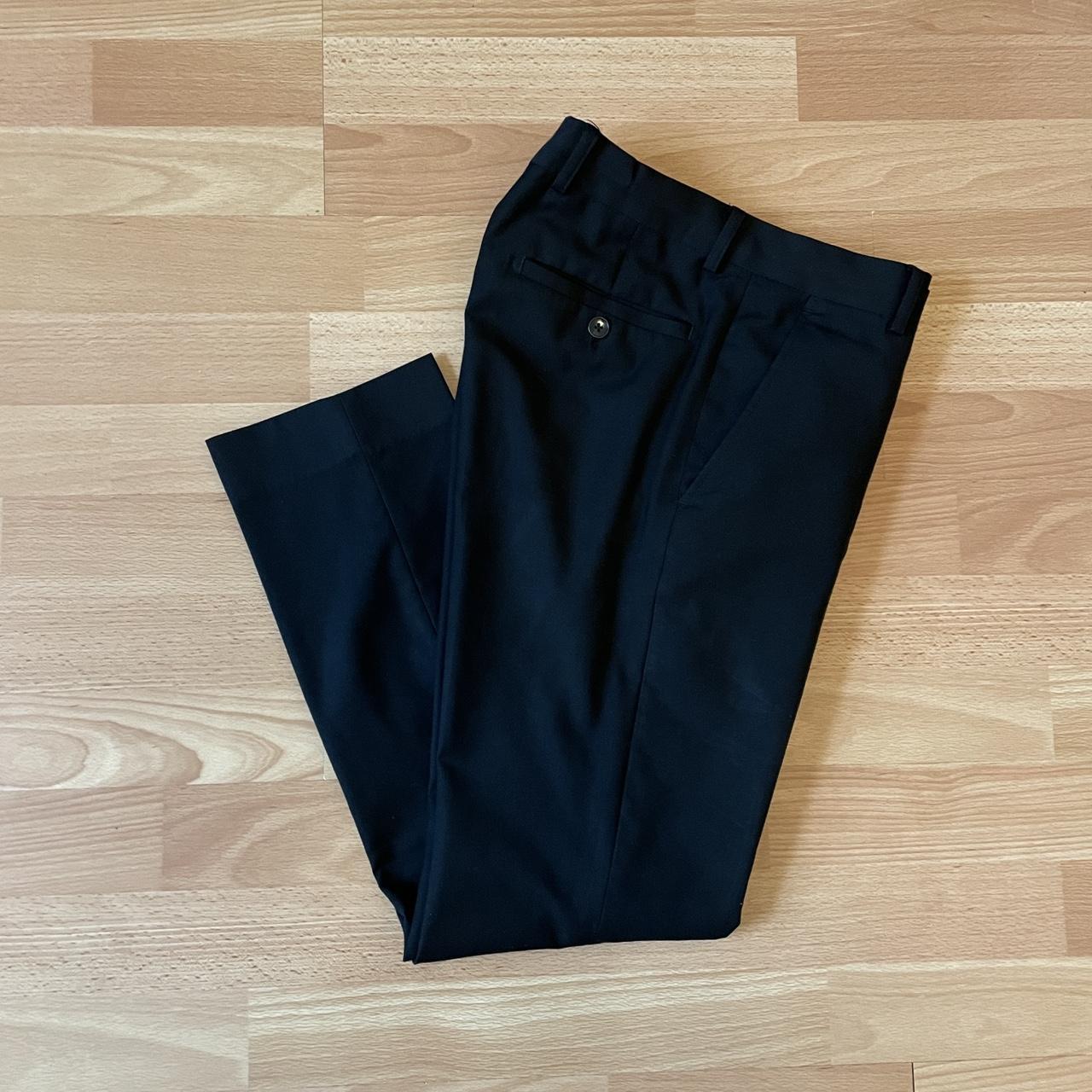 Moss Bros Smart Black Slim Fit Stretch Trousers in... - Depop