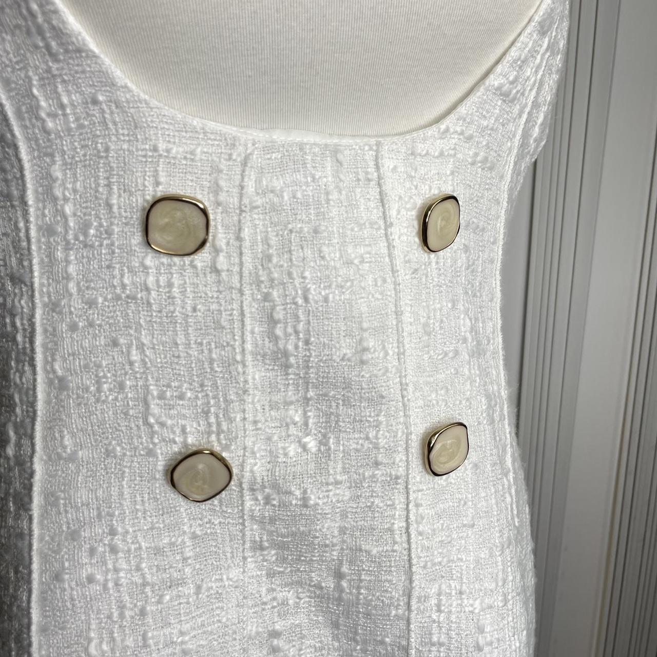 Zara, Dresses, Zara Textured Tweed Short Pinafore Dress Blue Silver  Buttons