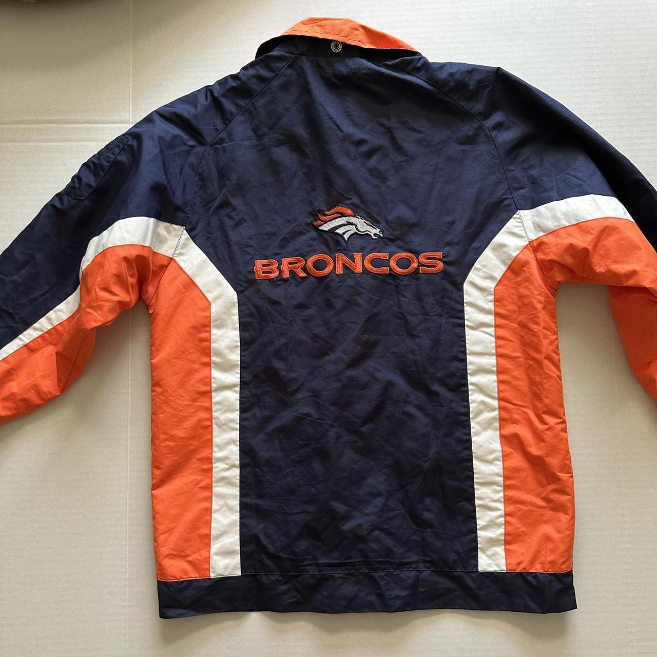 Buy the Vintage Official Pro Player Denver Broncos Leather Jacket