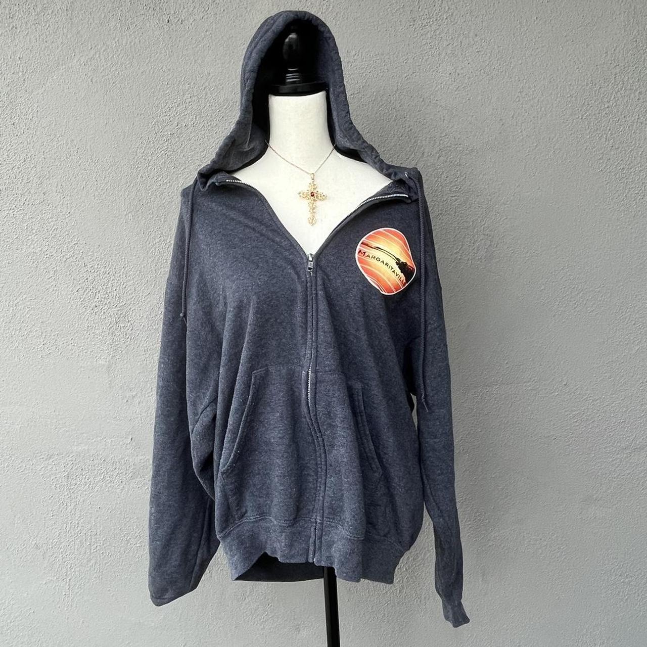 margaritaville zip up graphic hoodie dark grey with... Depop