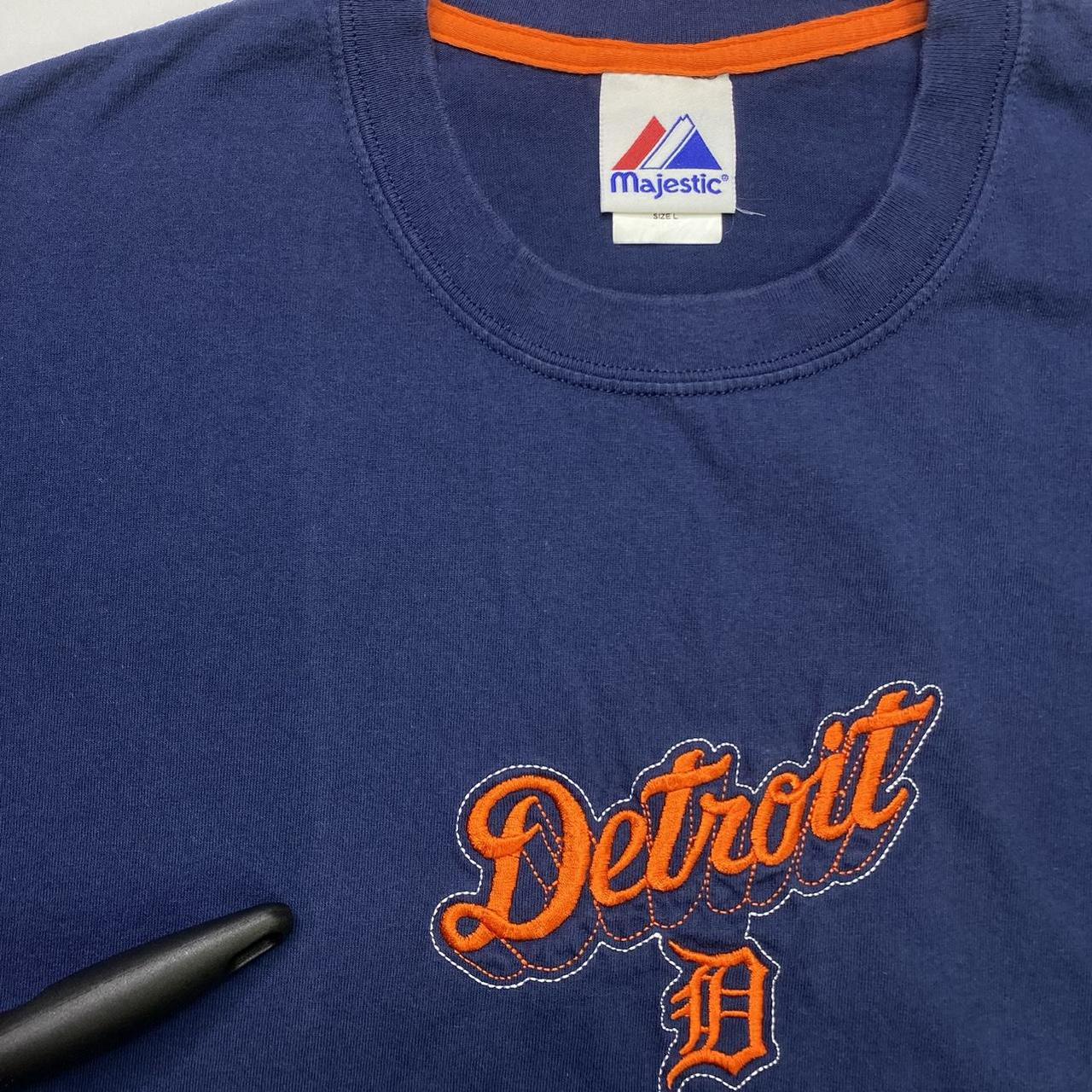 Majestic Detroit Tigers T-shirt Navy Blue/Orange Men's Sz Medium