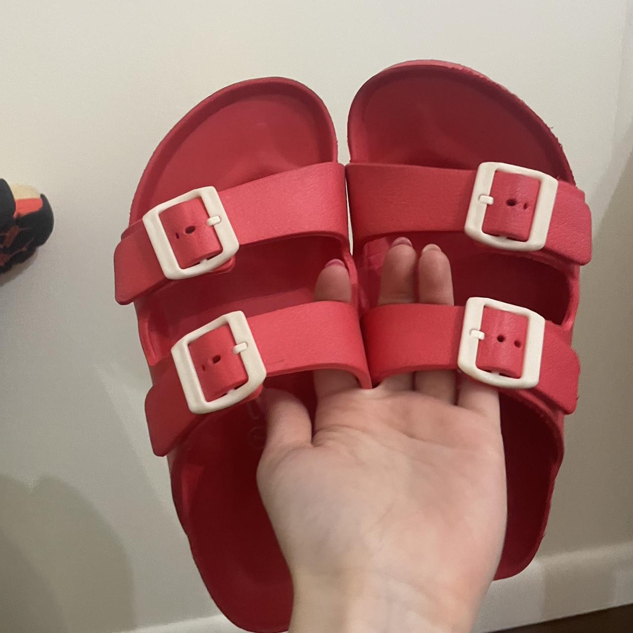 Red cheap rubber birkenstocks