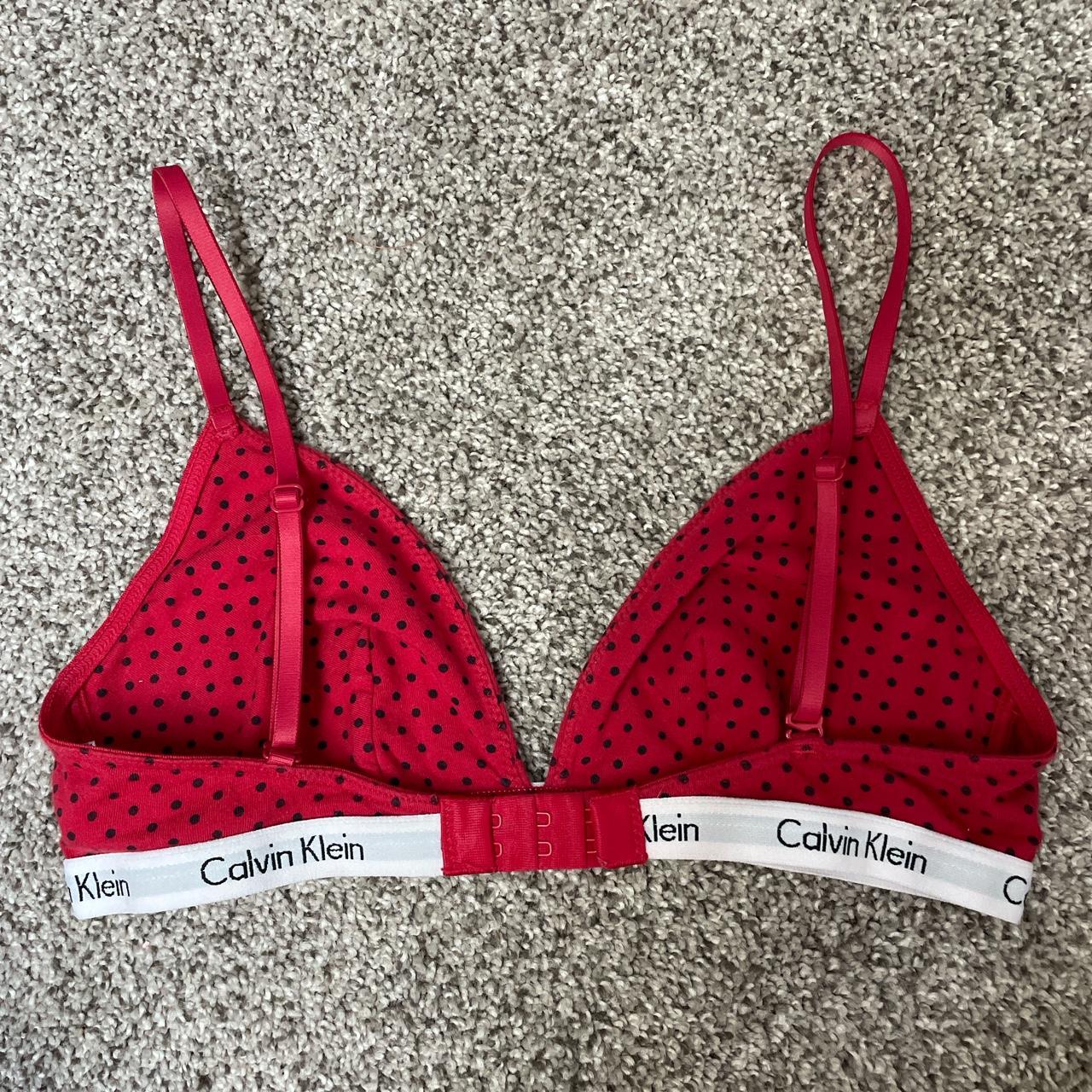 Calvin Klein Women's Red and Black Bra | Depop